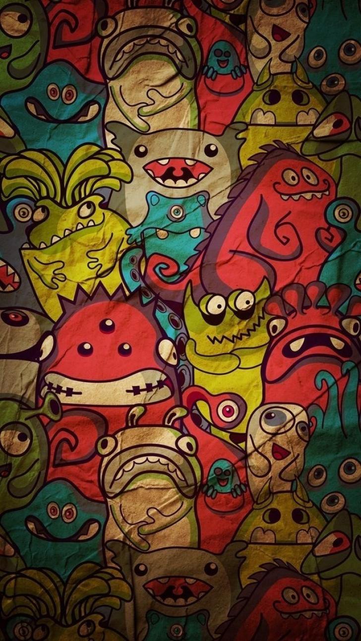 Wallpaper HD: Cartoon, Monsters, Pattern, iPhone, Plus, And, iPhone, 4
