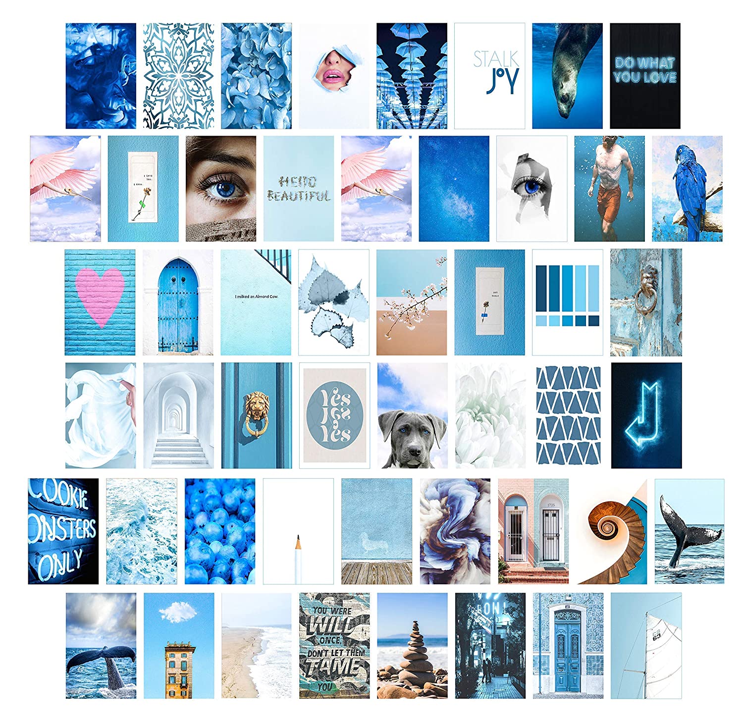 Teen Girl Room Decor Aesthetic Wall Collage Kit VSCO Girls Bedroom Decor of 50 Pcs Photo Prints 4x6 (Dark Blue), Handmade Products