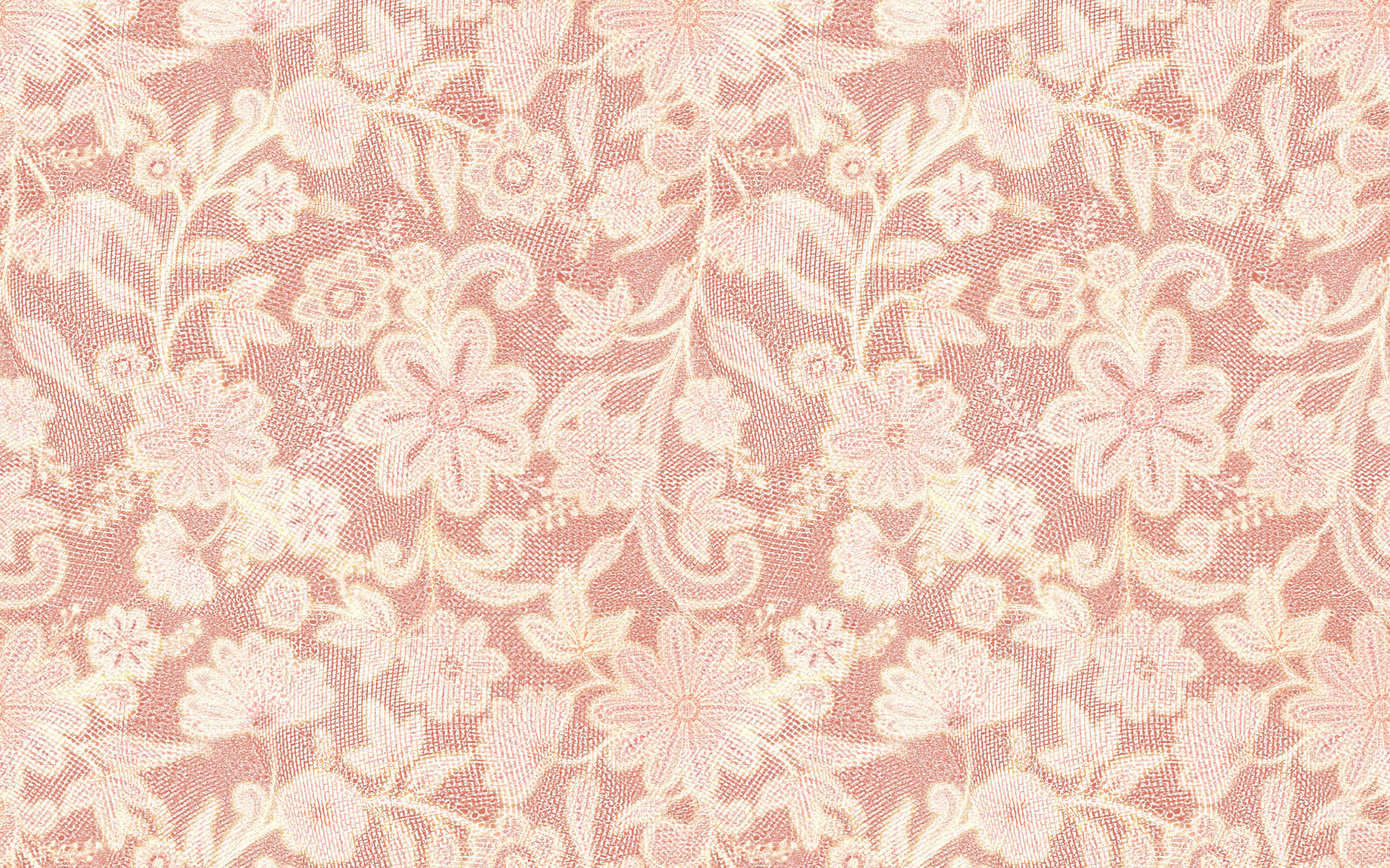 Download wallpaper vintage floral pattern, 4k, pink lace background, white damask pattern, pink vintage background, floral patterns, vintage background, lace textures, pink retro background, floral vintage pattern for desktop with resolution 2880x1800