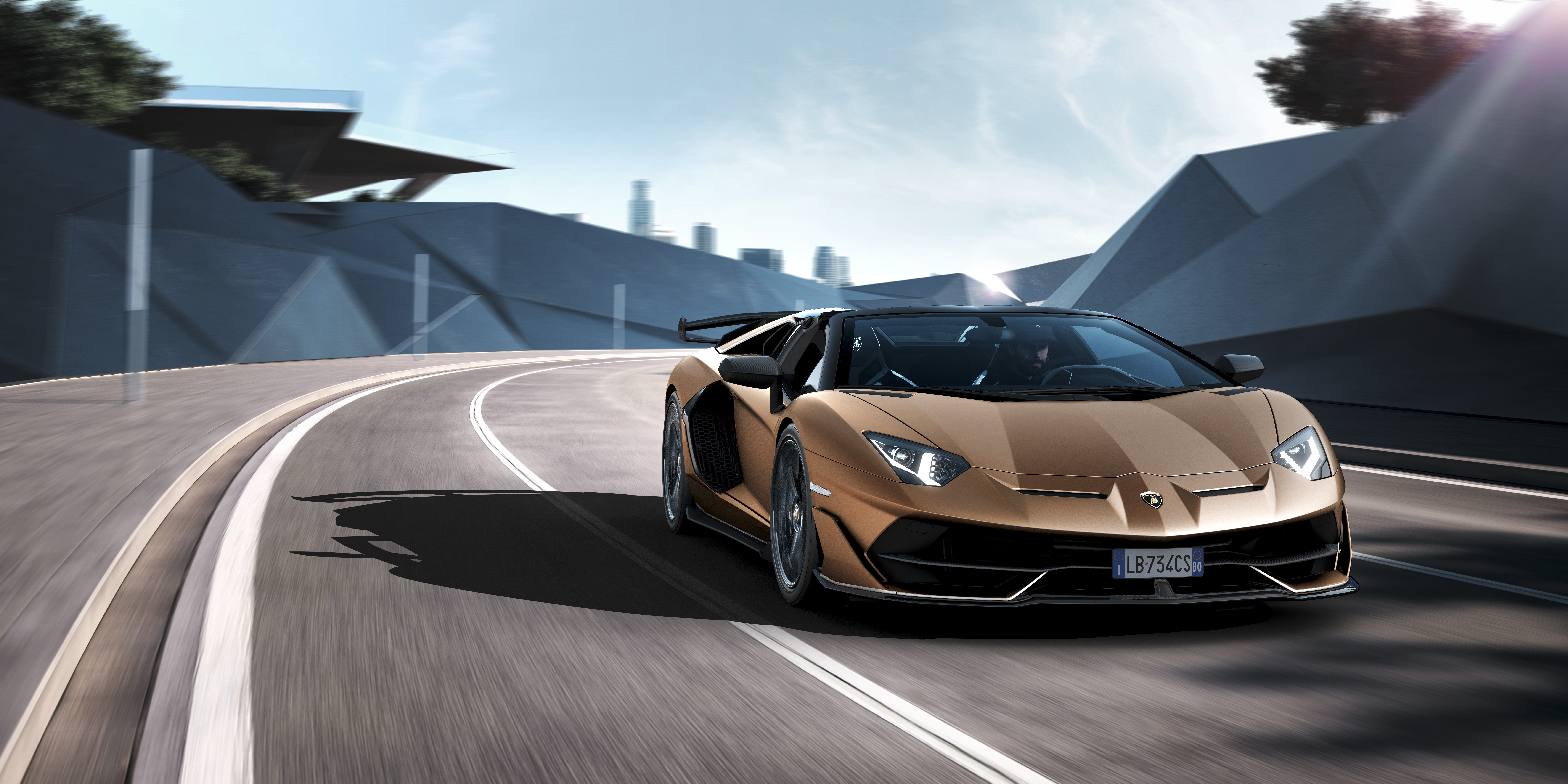 Brown Car Car Lamborghini Lamborghini Aventador Lamborghini Aventador Svj Sport Car Supercar Vehicle Wallpaper:10000x5000