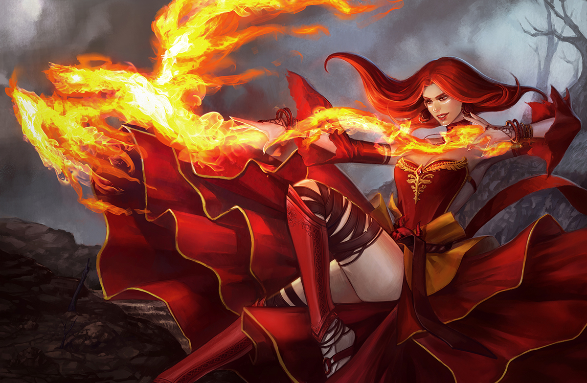 anime girl fire mage