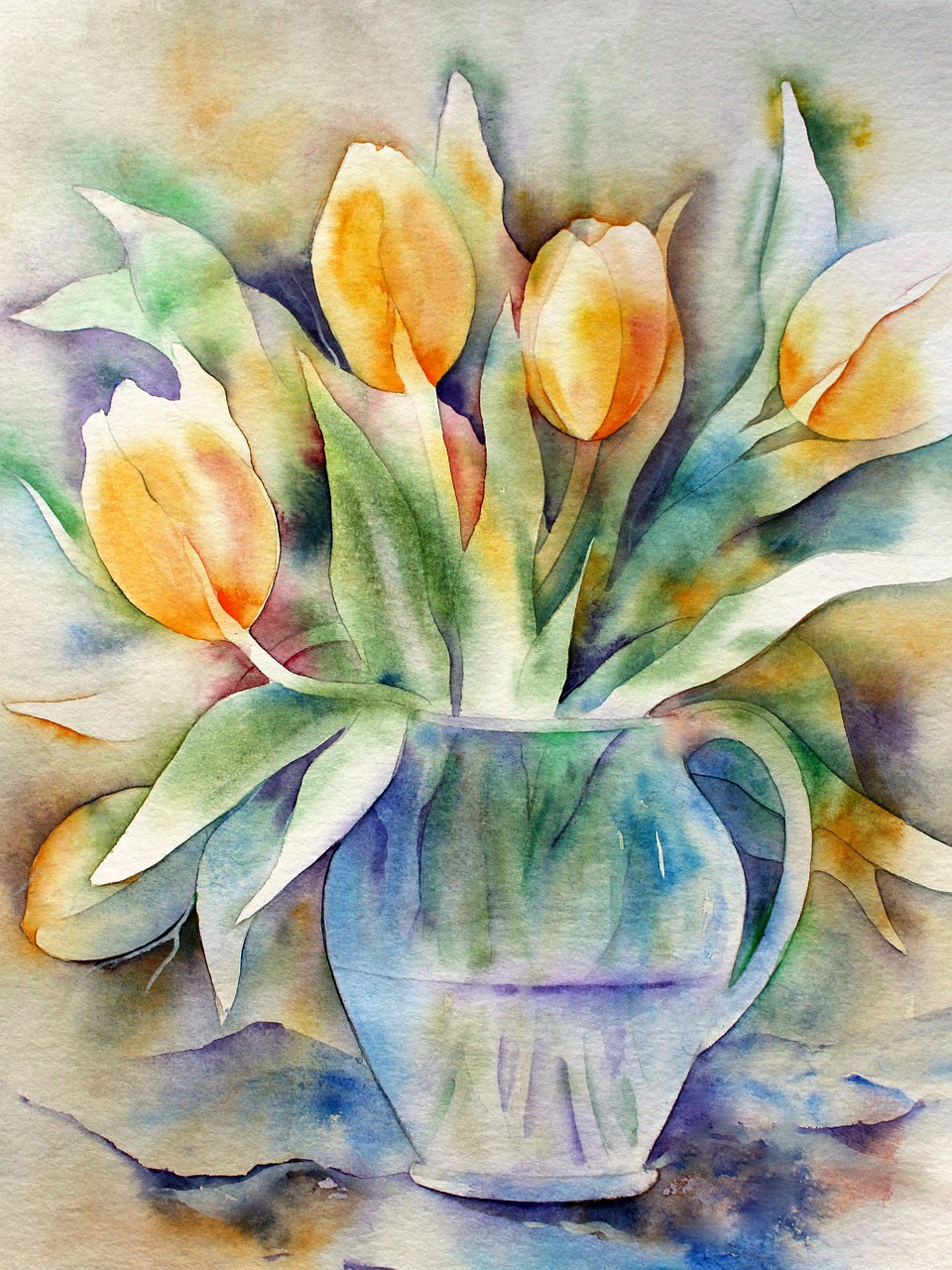 Tulips Easter Watercolor