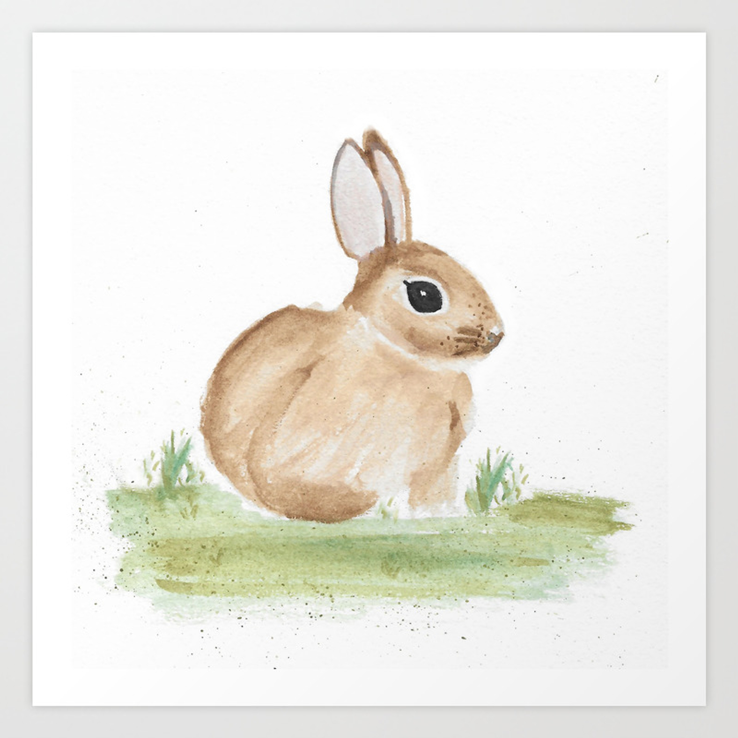 Spring Watercolor Easter Bunny Art Print by Nina Hendrick Design Co