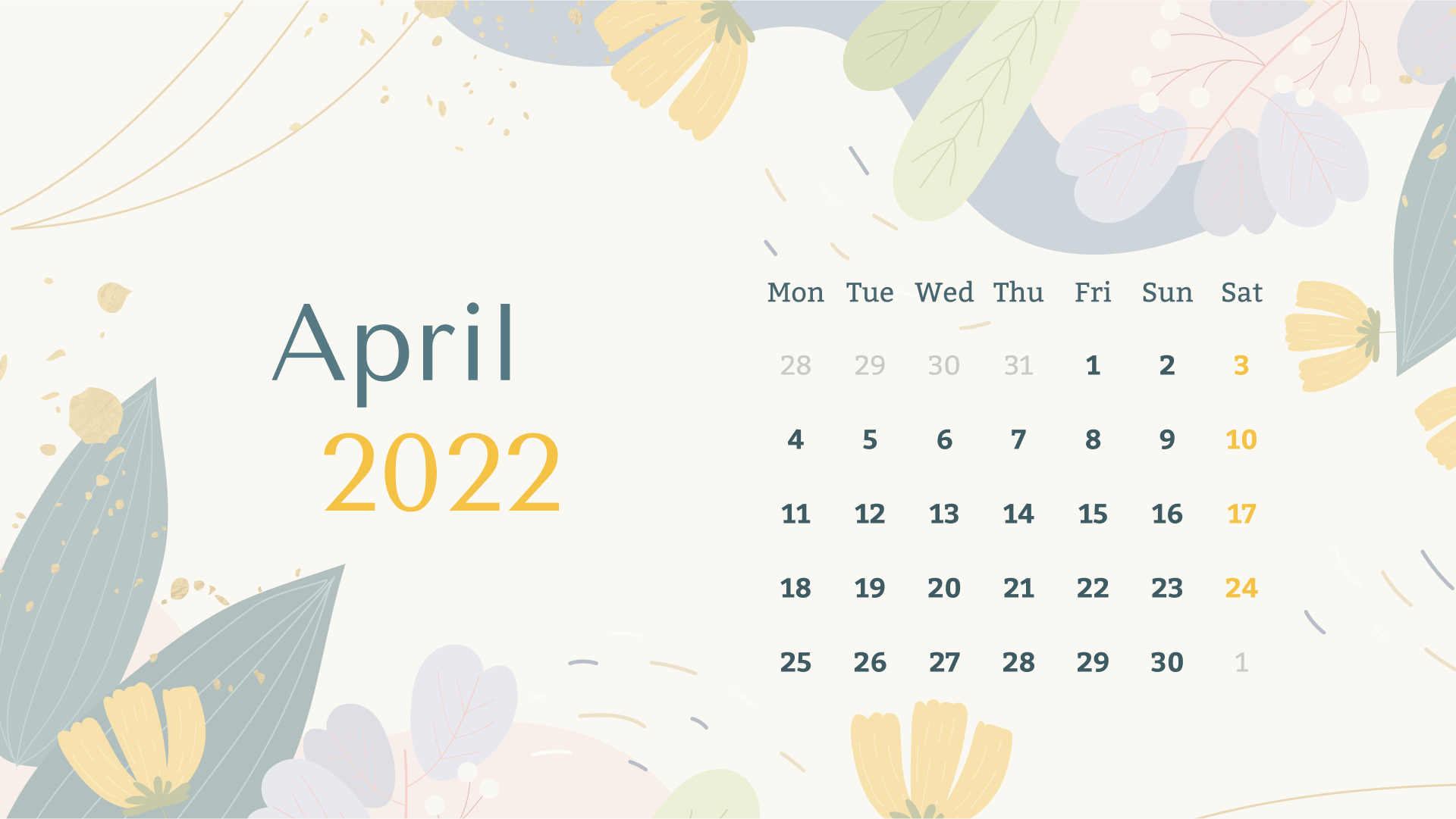 Free Printable April Calendars 2022
