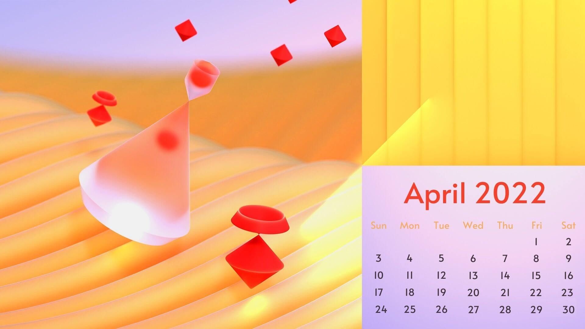 April 2022 calendar for desktop background designed with beautiful textures. Calendar wallpaper, Desktop background design, Wallpaper