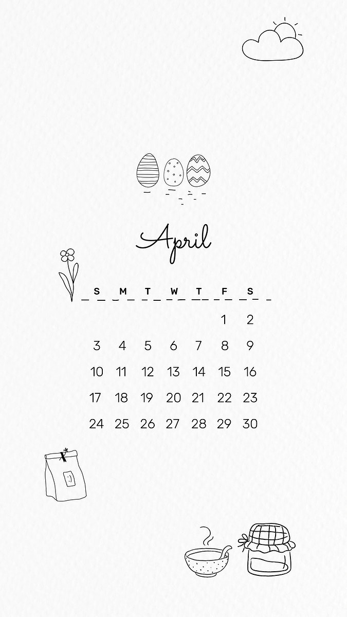 Cute 2022 April calendar, printable