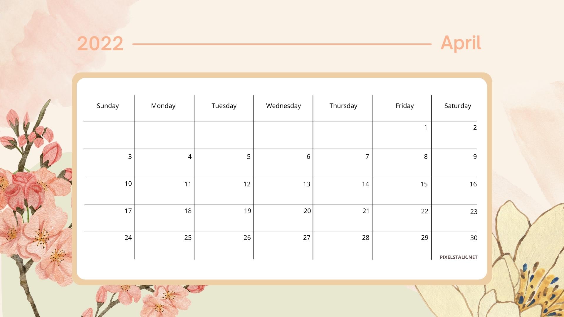 April 2022 Calendar Background HD Free download