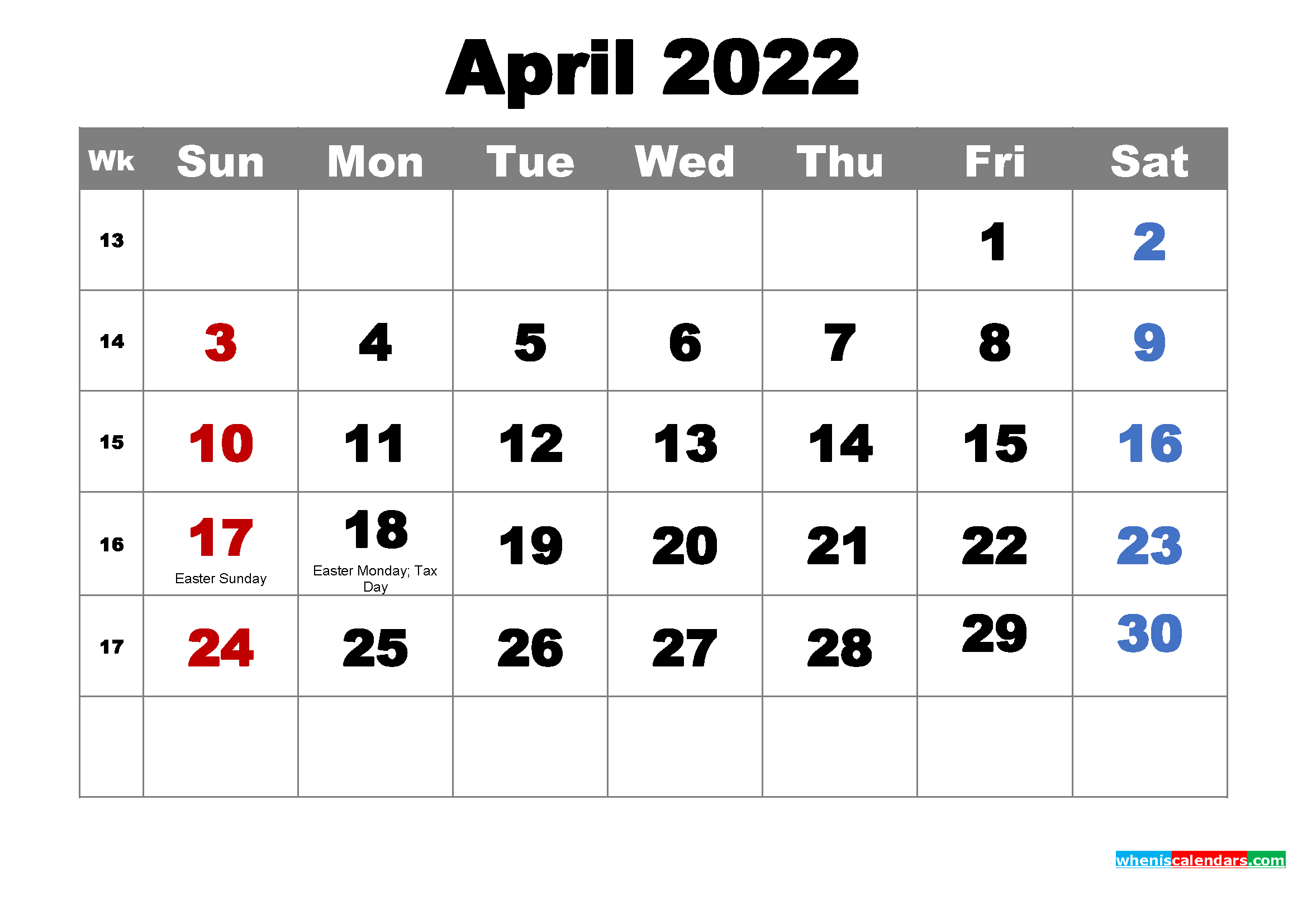 Free April 2022 Desktop Calendar High Resolution