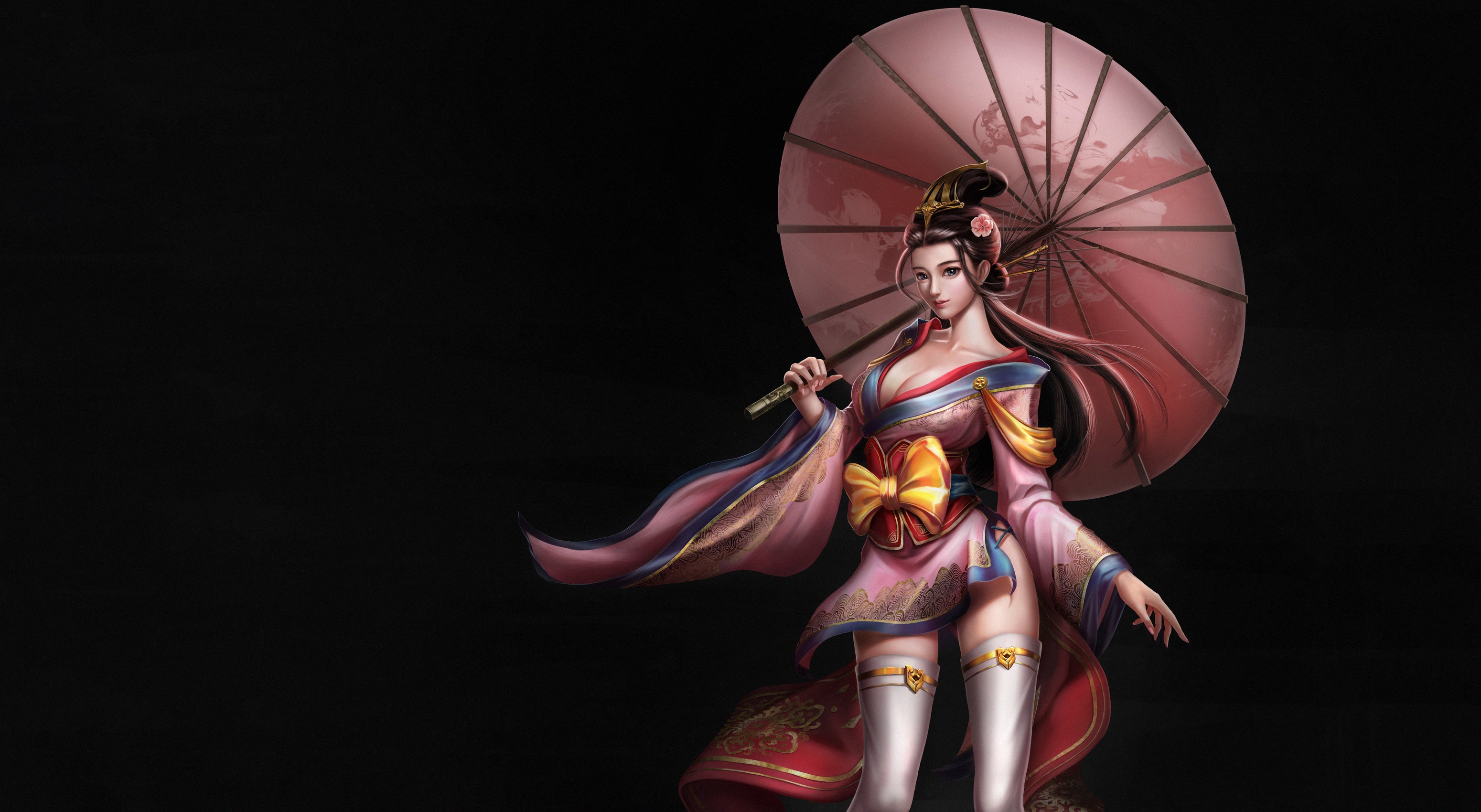 Asian Girl Umbrella Fantasy Art 4k, HD Fantasy Girls, 4k Wallpaper, Image, Background, Photo and Picture