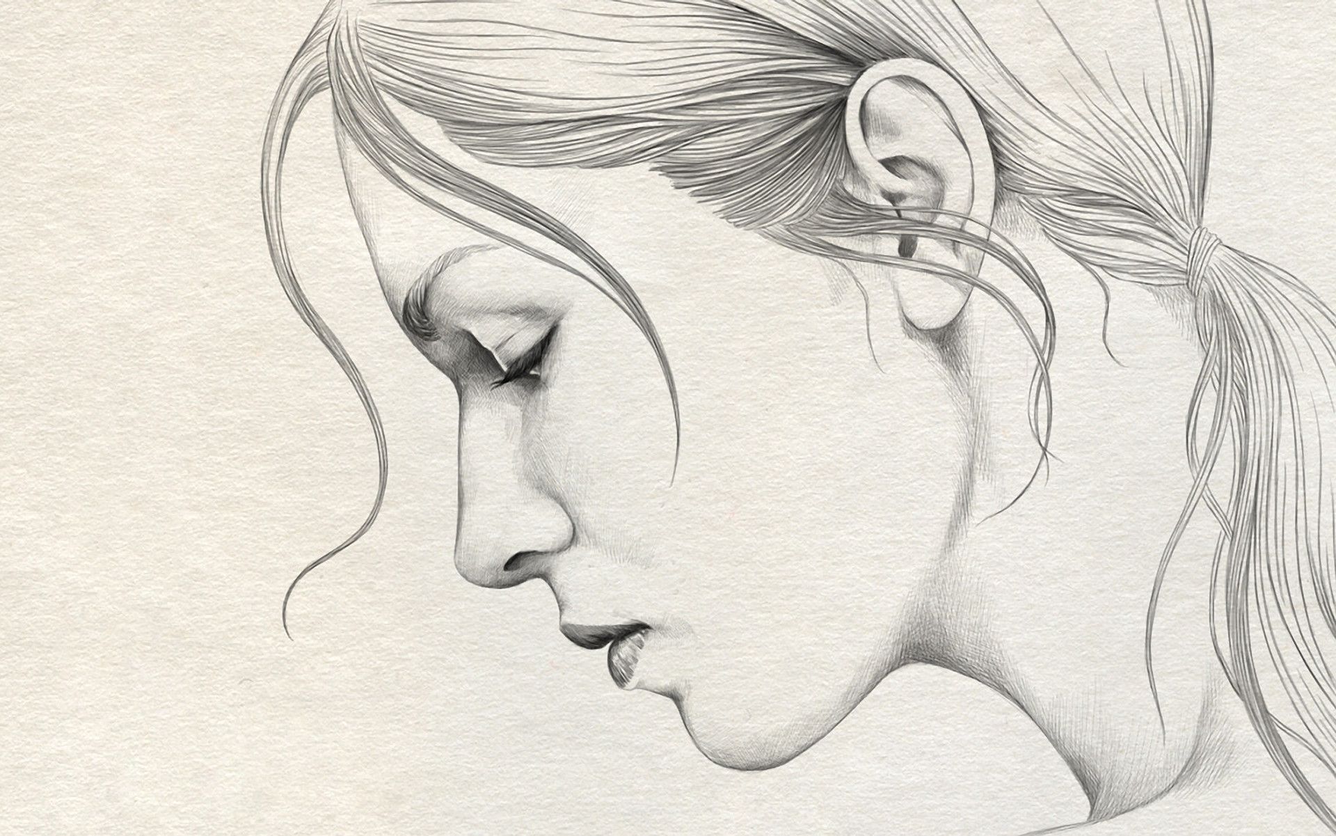 HD pencil sketch girl wallpapers