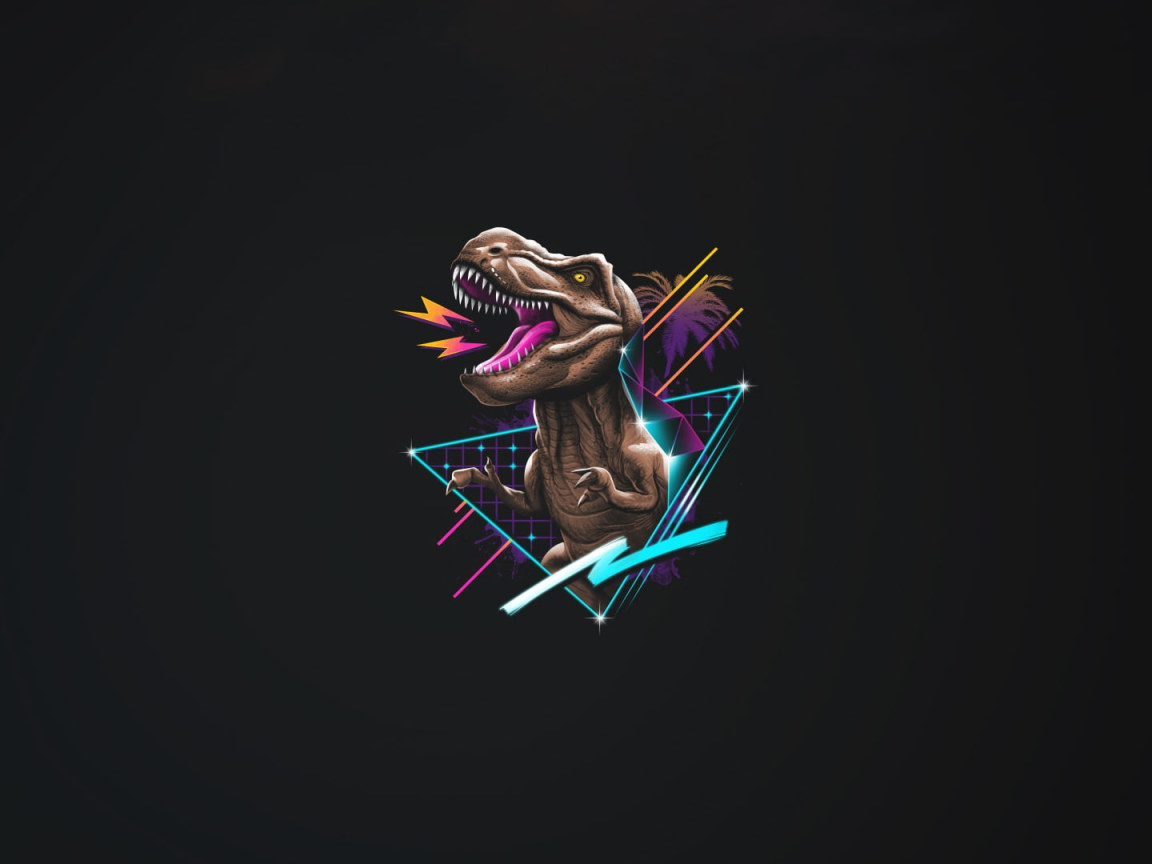 Minimalism, Background, Dinosaur, Art, Neon, T Rex, 80's, Synth Wallpaper • Wallpaper For You