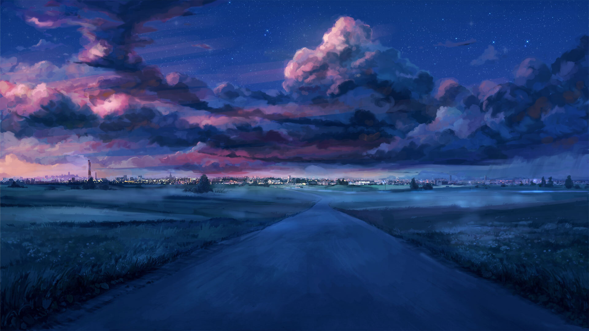 Anime Night Scenery Laptop Full HD 1080P HD 4k Wallpaper, Image, Background, Photo and Picture
