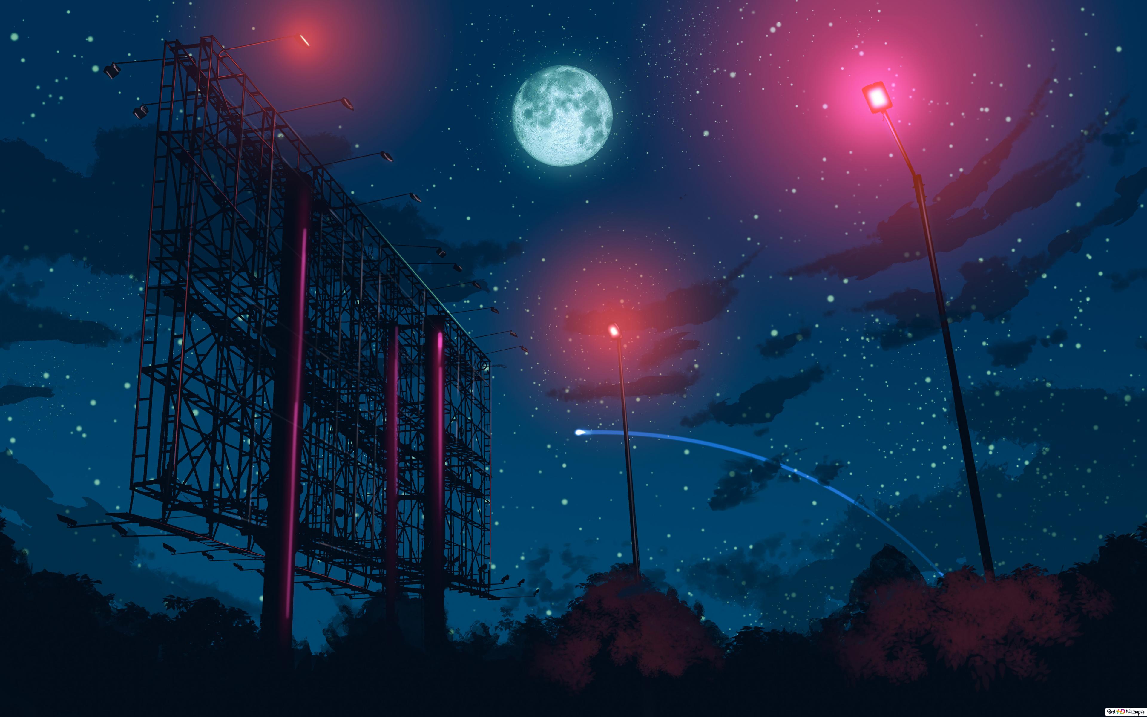 Starry Night Anime Scenery HD wallpaper download