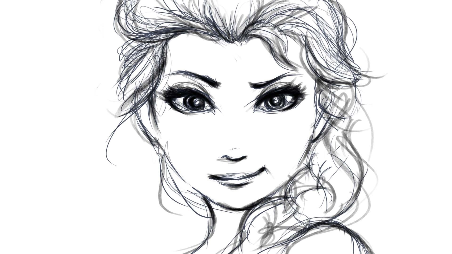 HD pencil sketch girl wallpapers