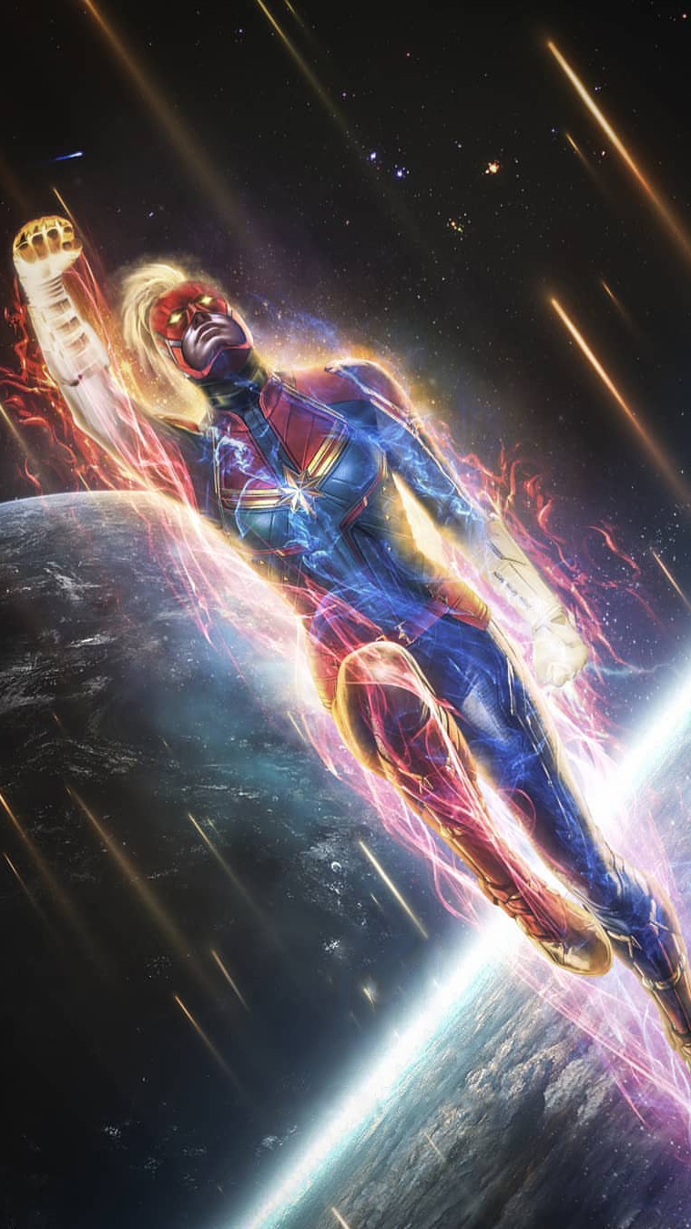 Captain Marvel Space Fight IPhone Wallpaper Wallpaper, iPhone Wallpaper