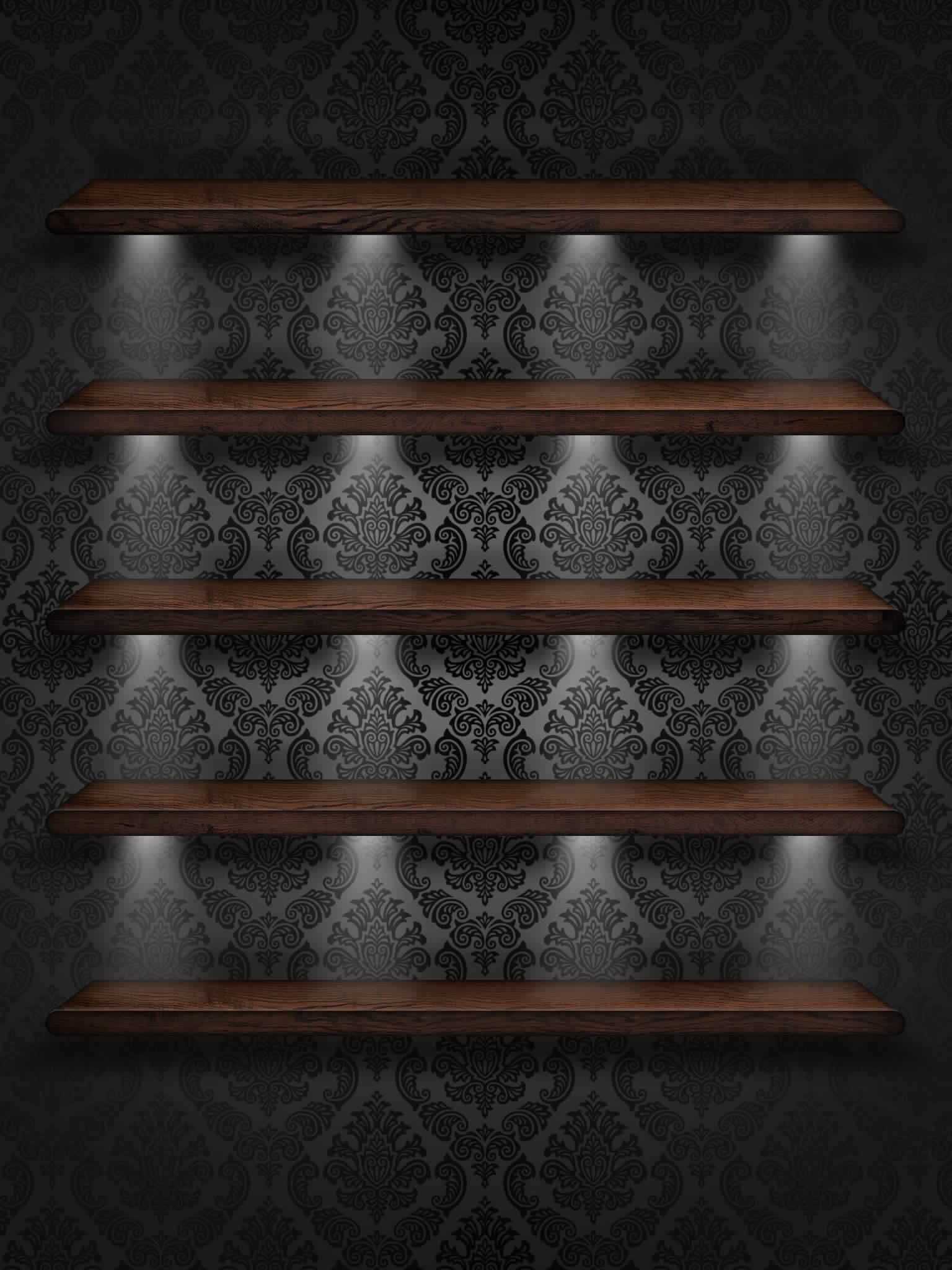 Aesthetic Black Wallpaper With Shelves