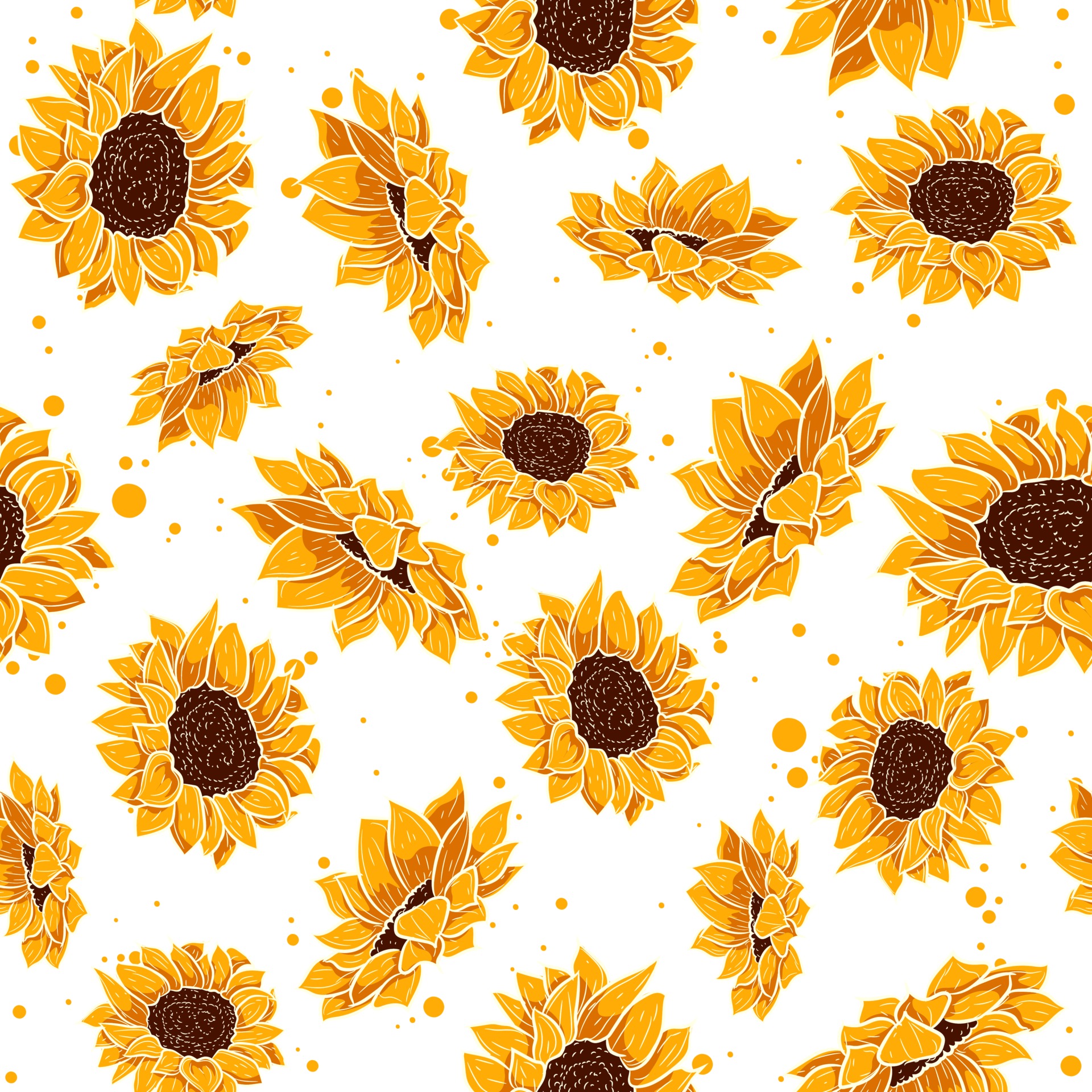 Yellow seamless pattern with tropical summer flowers. Floral repetition background with spring floral elements. Vector wallpaper with sunflower and daisy plants in bloom