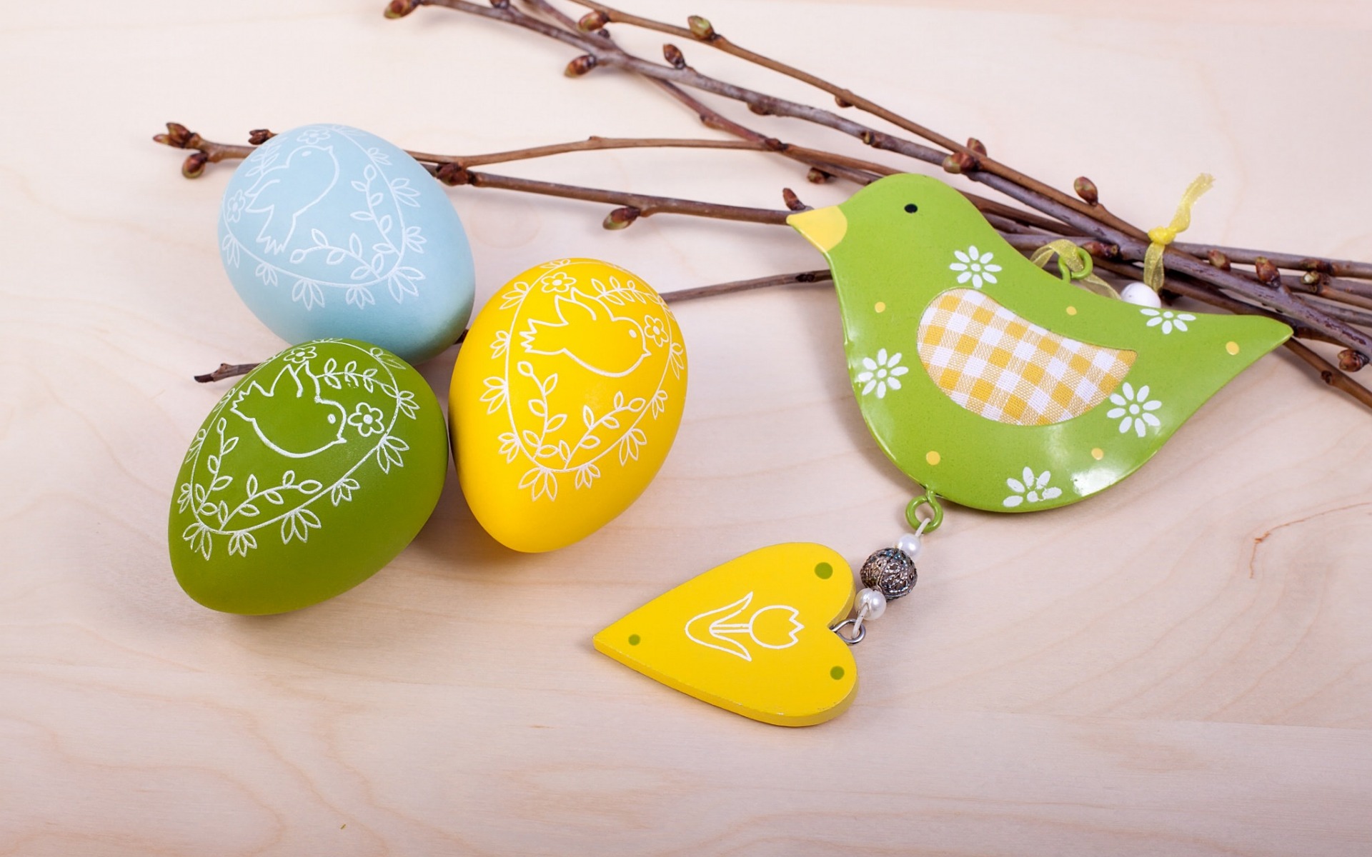 Download wallpaper yellow easter eggs, easter background, decoration, green easter eggs, spring holidays, easter for desktop with resolution 1920x1200. High Quality HD picture wallpaper