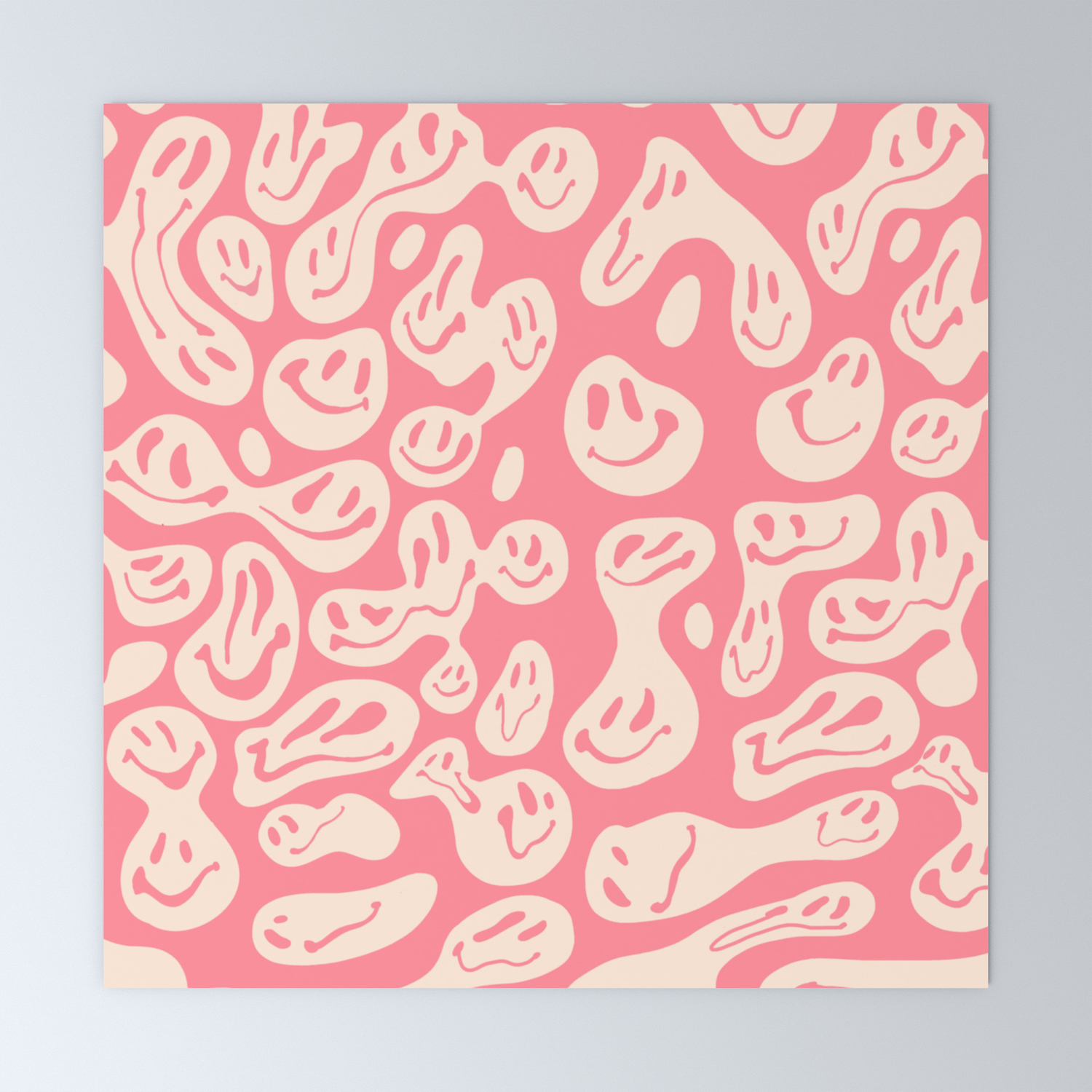 Pink Dripping Smiley Mini Art Print