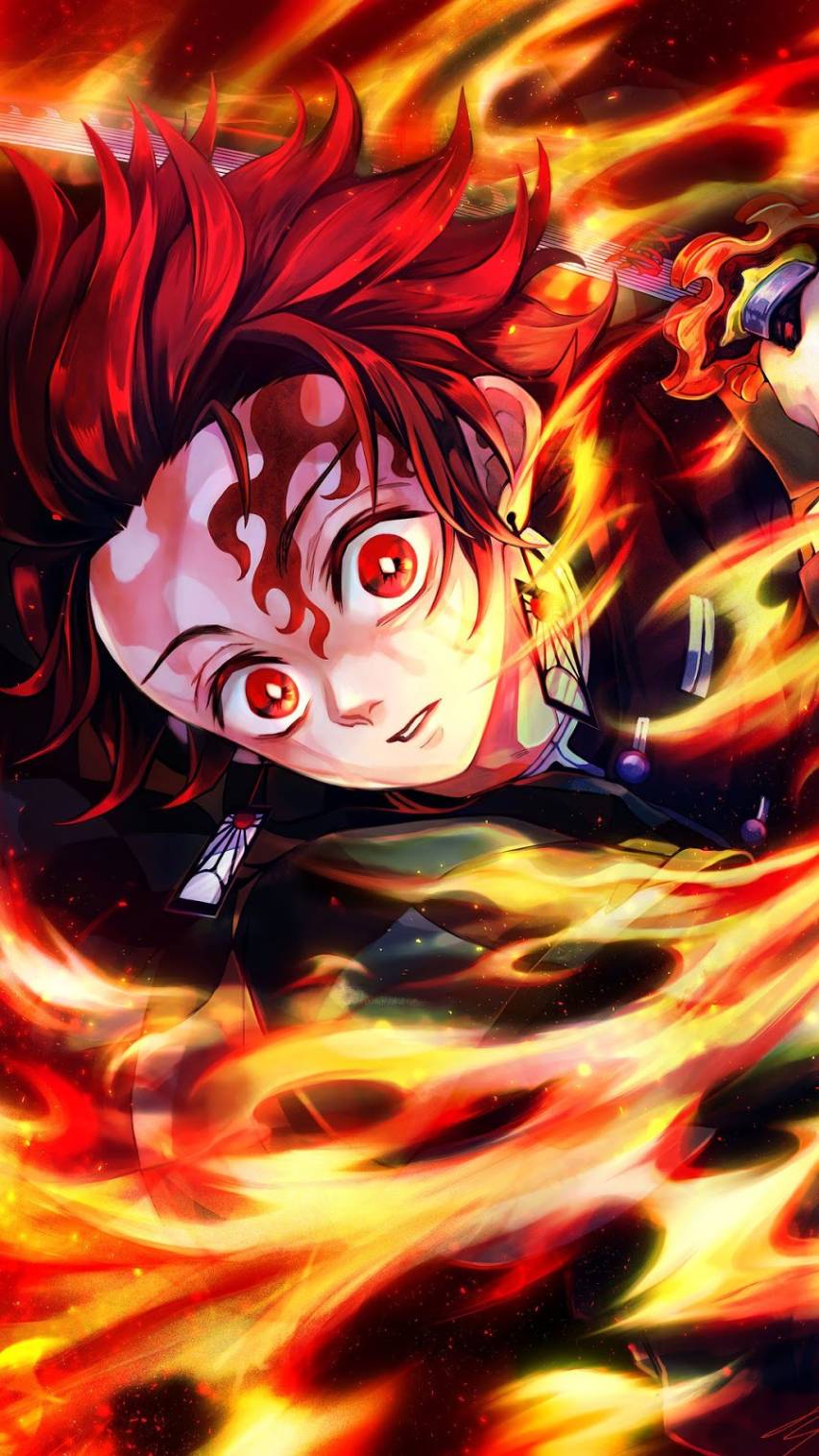 Tanjiro with Green Neon Anime Wallpaper - Demon Slayer Wallpaper