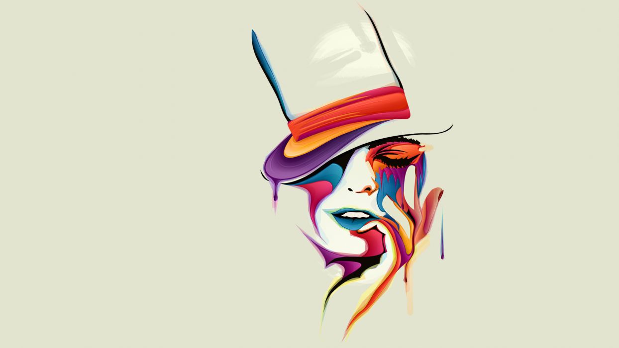 Face Abstract White girl girls paint drops mood psychedelic wallpaperx1080