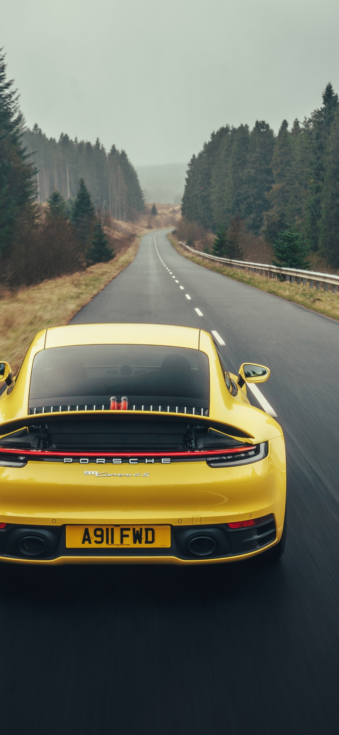 Download Porsche 911 Carrera 4s, On Road, Yellow 1125x2436 Wallpaper, Iphone X, 1125x2436 HD Image, Background, 20792