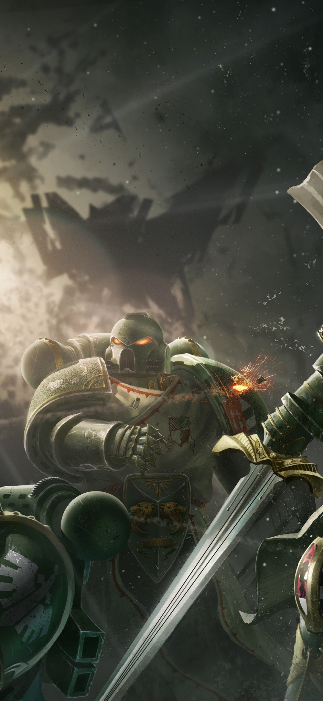 Download 1125x2436 Warhammer 40k, Armored, Guns, Sci Fi, Sword Wallpaper For IPhone 11 Pro & X