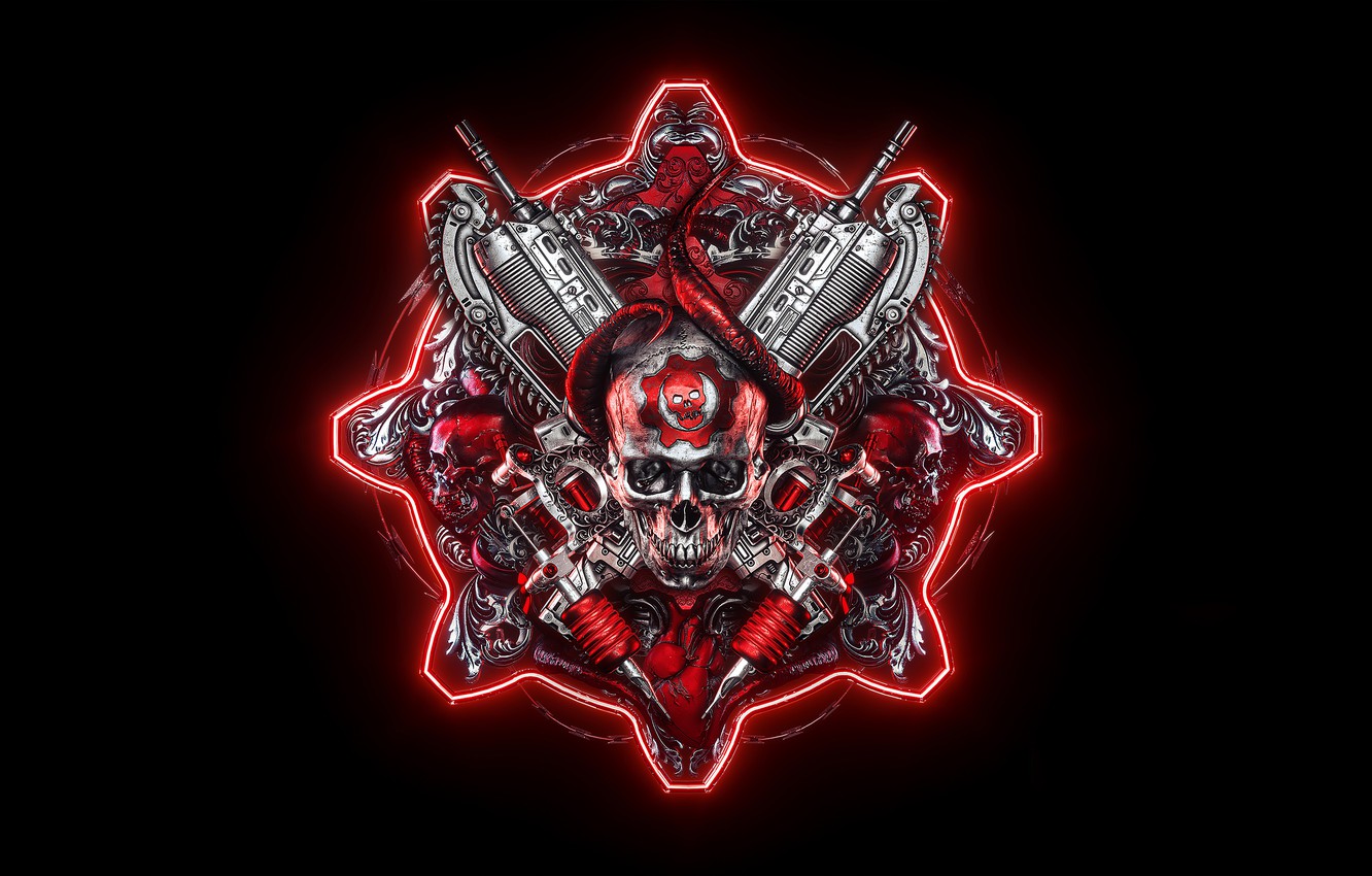 Wallpaper skull, logo, logo, logo, Gears of War, video game, shooter image for desktop, section игры