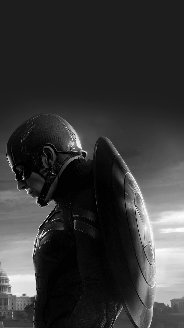 iPhone 6 wallpaper. captain america sad hero film marvel dark bw