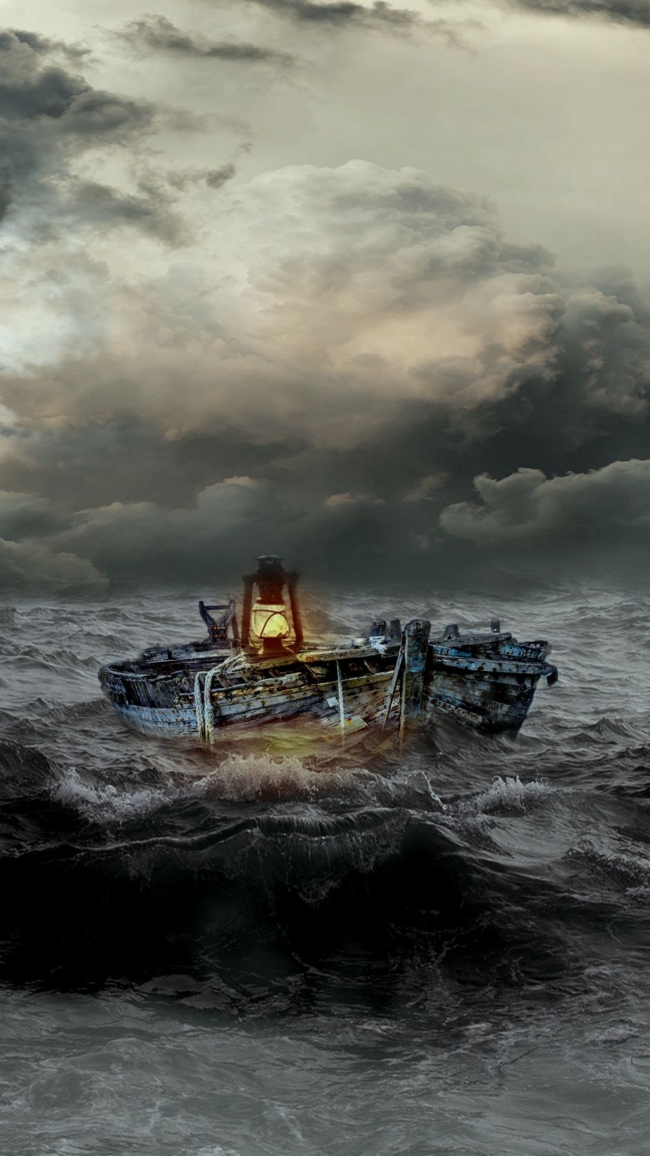 Download Wallpaper 938x1668 Boat, Storm, Sea, Waves, Overcast Iphone 8 7 6s 6 For Parallax HD Background