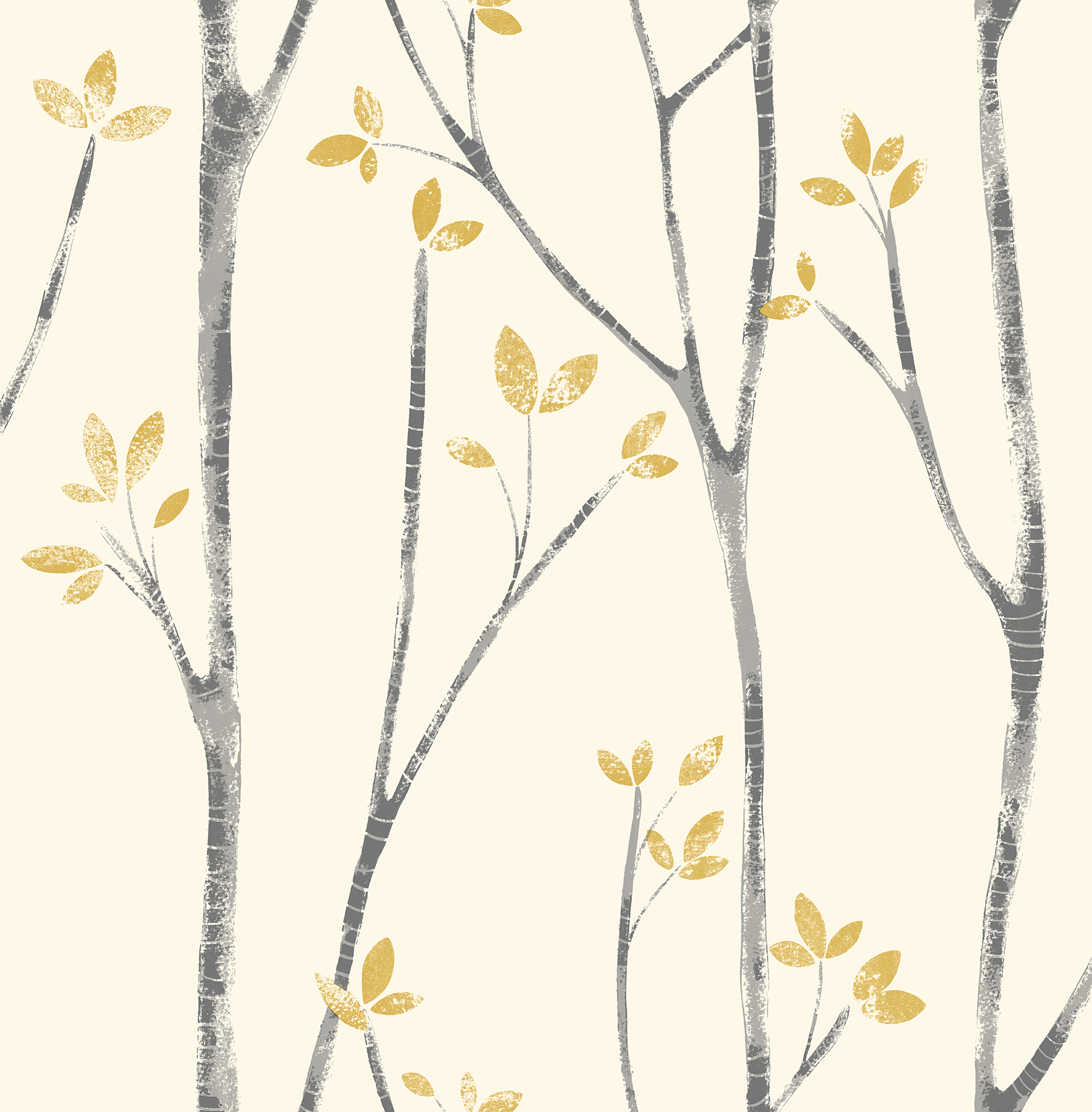 Brewster Ingrid Mustard Scandi Tree Wallpaper