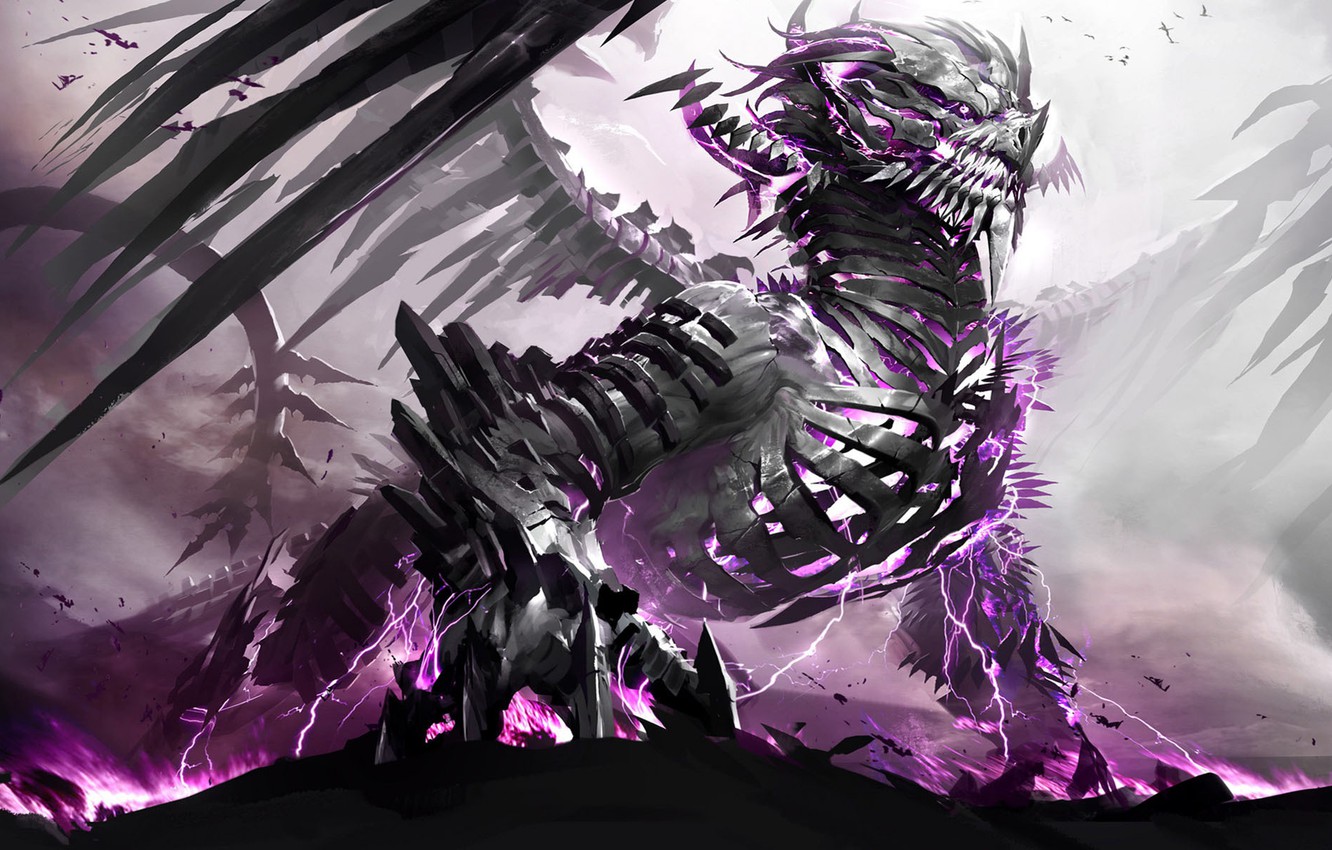Wallpaper dragon, Monster, skeleton, Fantasy, Dragon, Dragon skeleton image for desktop, section фантастика