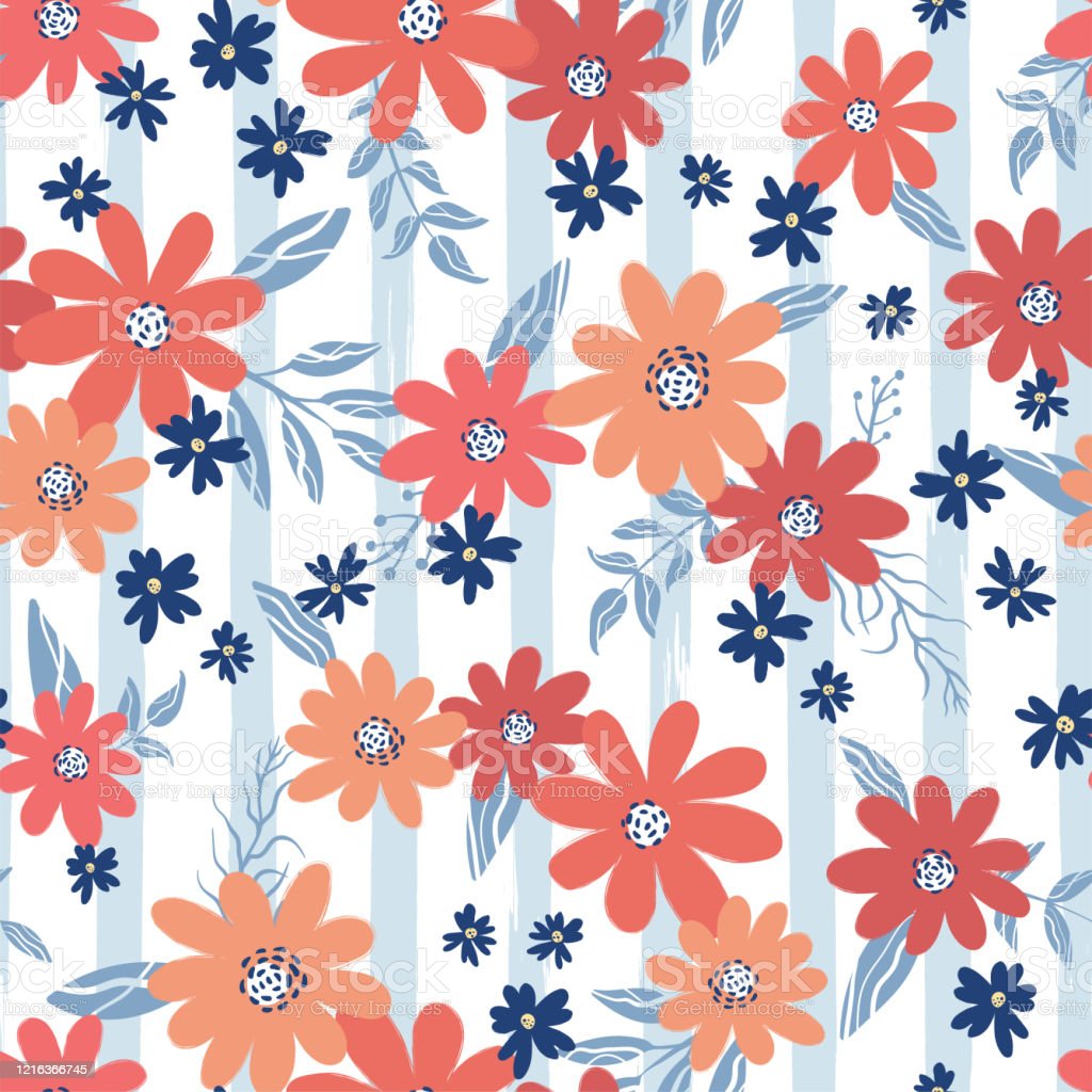 Cute Hand Drawn Floral Seamless Pattern Flower Background Great For Summer Or Spring Textiles Banners Wallpaper Wrapping Vector Design Stock Illustration Image Now