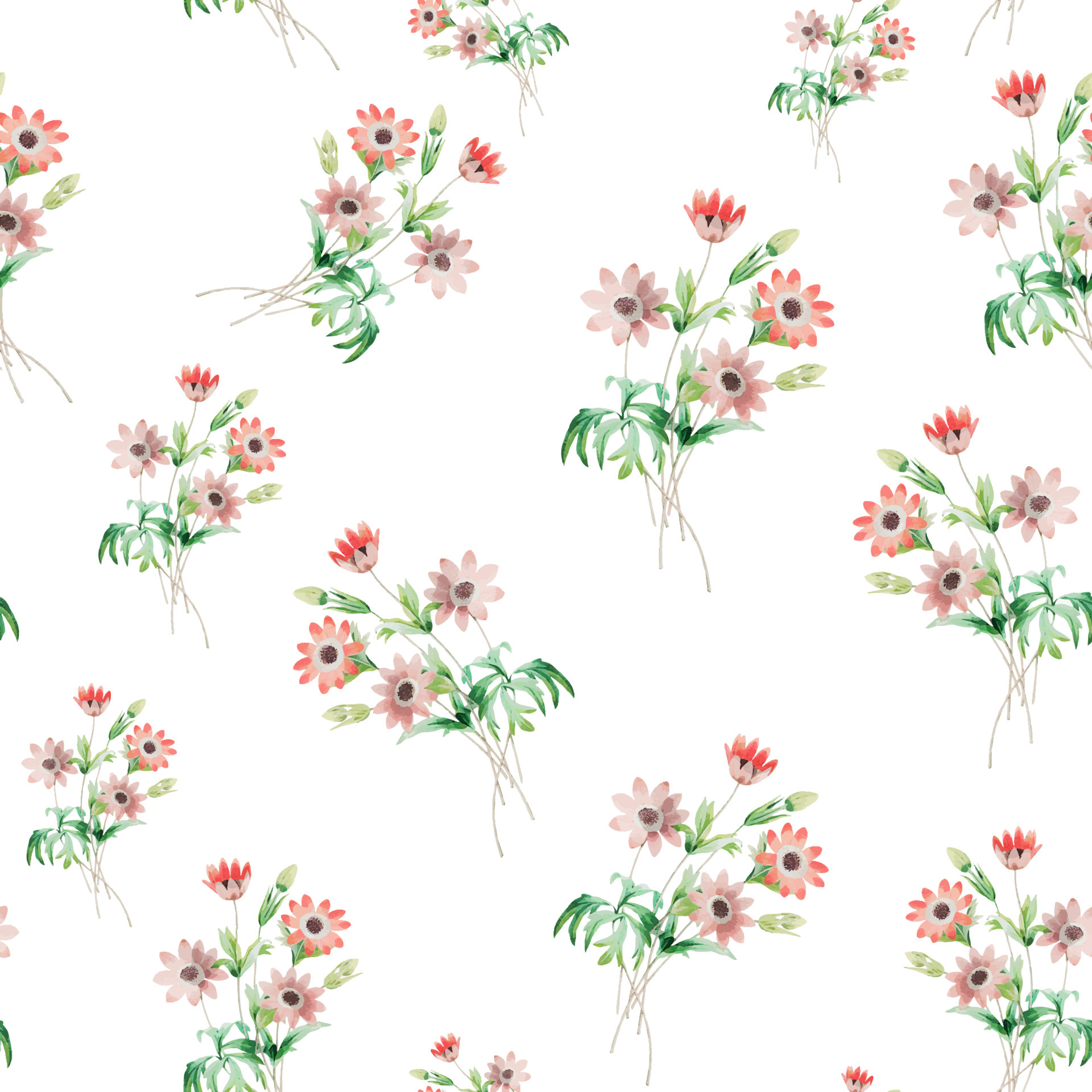 Spring flowers print. Seamless floral pattern. Plant design for fabric, cloth design, covers, manufacturing, wallpaper, print, gift wrap and scrapbooking Free Download Vector