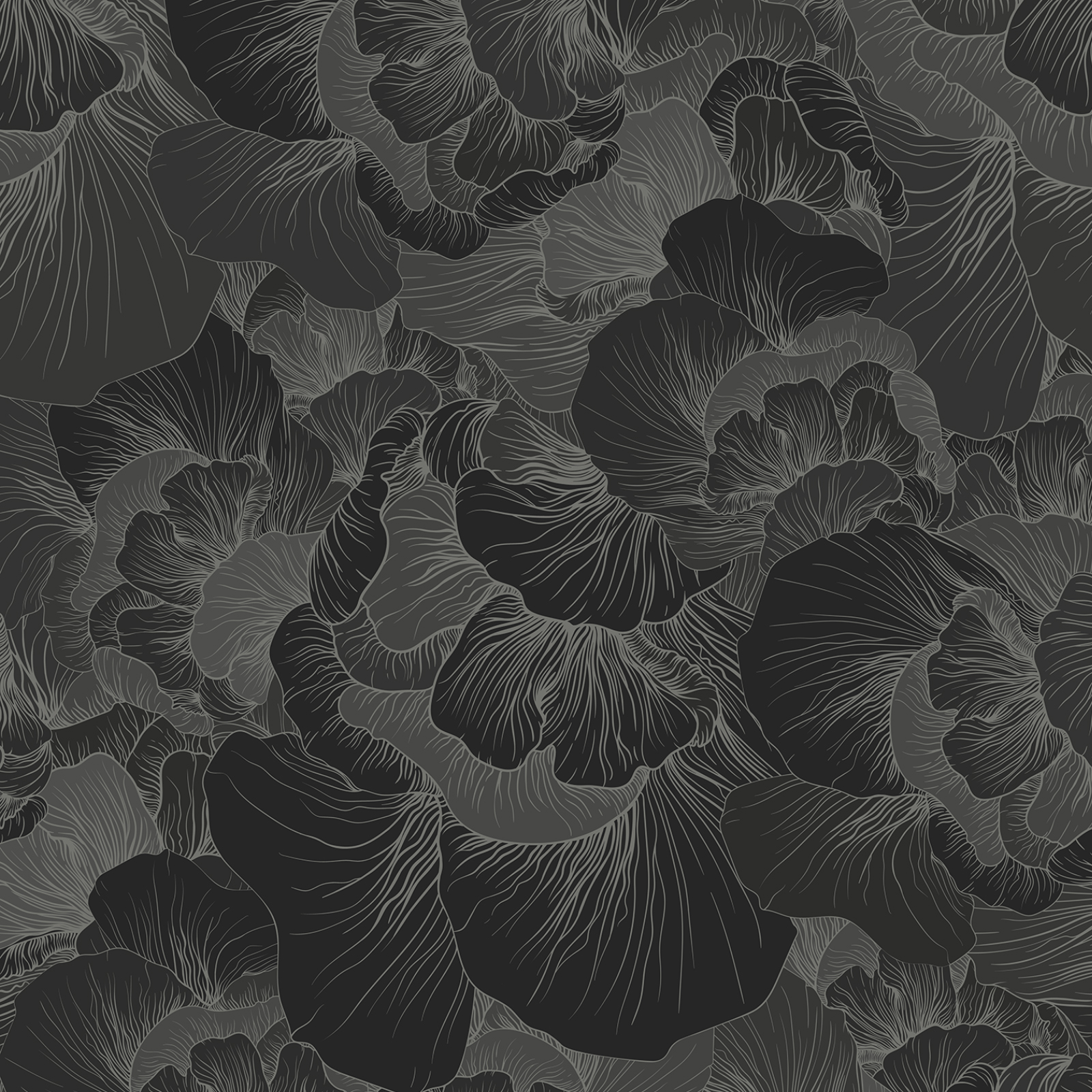 Venation Wallpaper Dark from 17 Patterns, Botanical Wallcovering