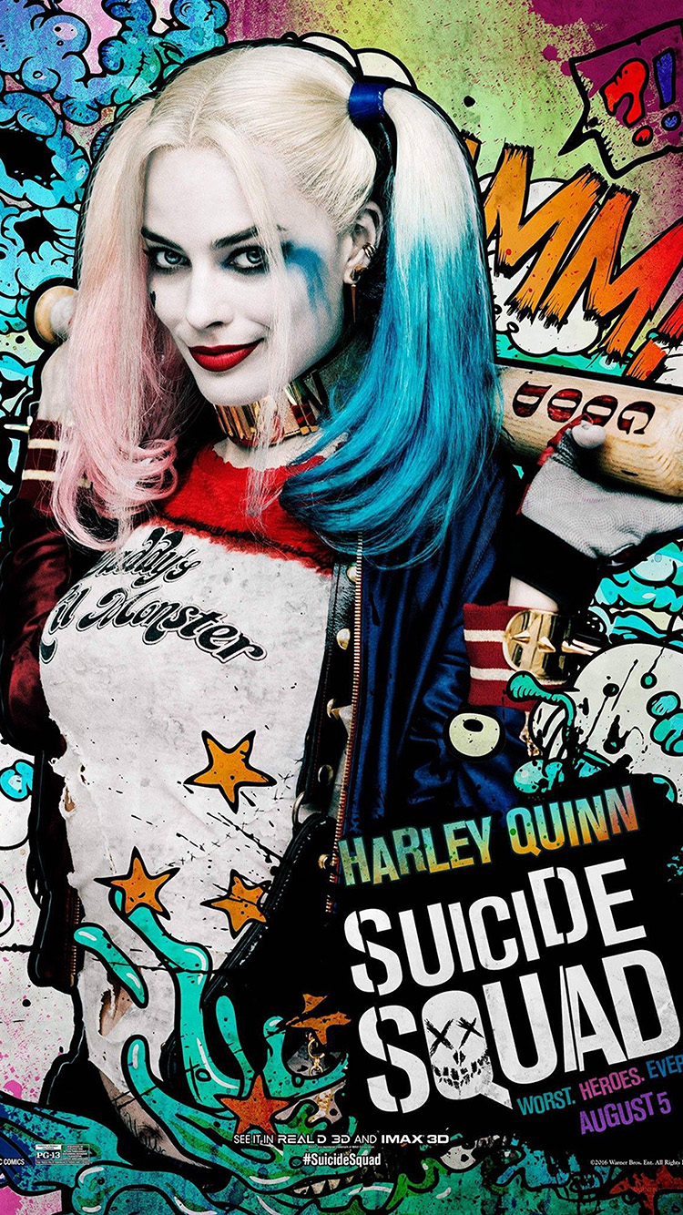 iPhone6papers.co. iPhone 6 wallpaper. suicide squad film poster art illustration joker haley quinn
