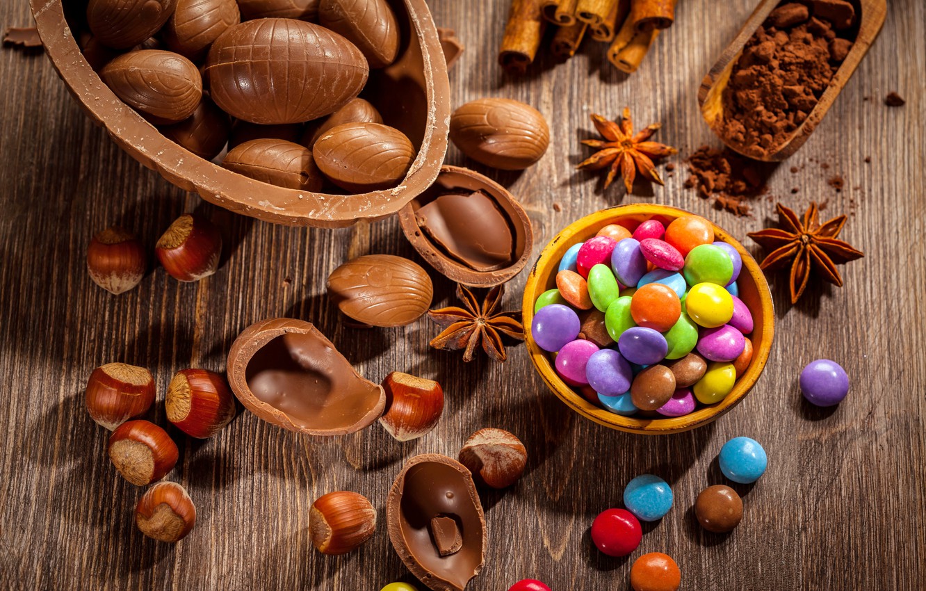 Wallpaper chocolate, eggs, Easter, chocolate, Easter, eggs, decoration, Happy image for desktop, section еда