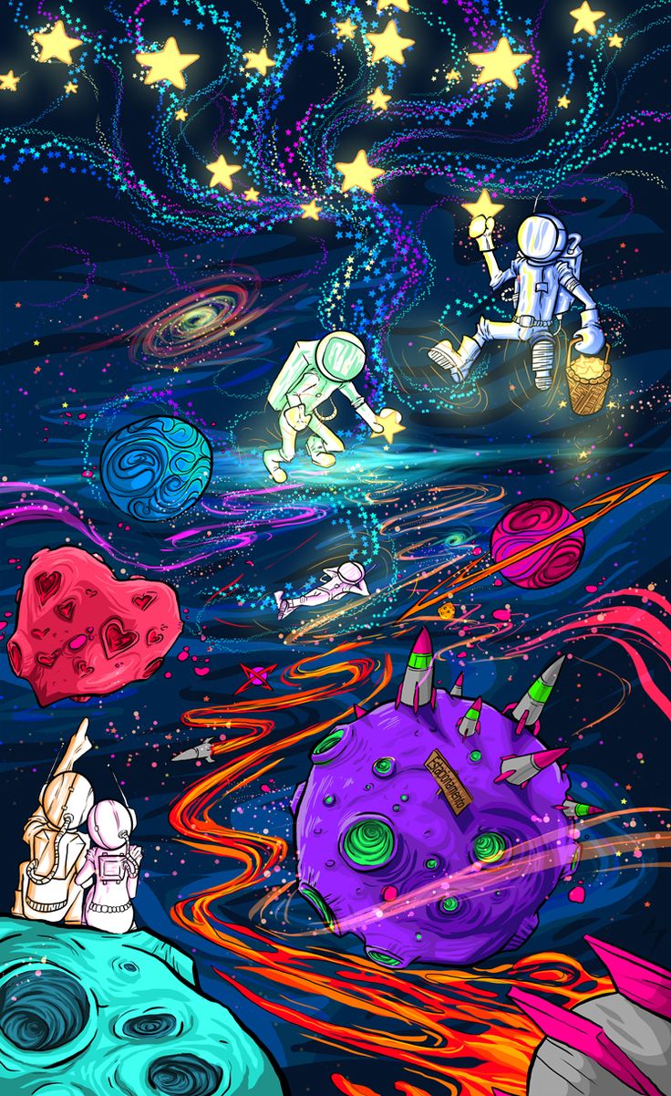 Spacepark by Ramon de Andrade Madeira. Space drawings, Psychedelic art, Trippy wallpaper