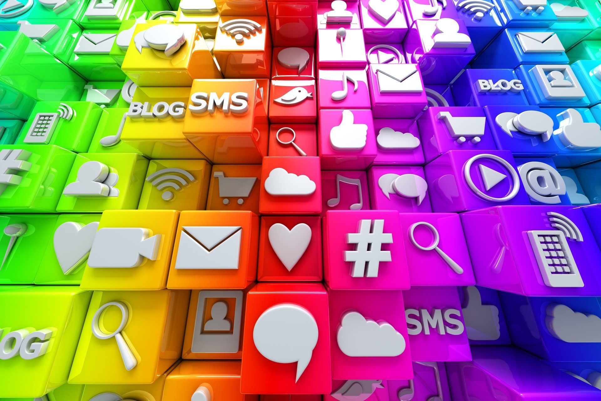 Social Media Icon 3D Cubes Colorful Blocks Social D Écran Fluo Wallpaper & Background Download