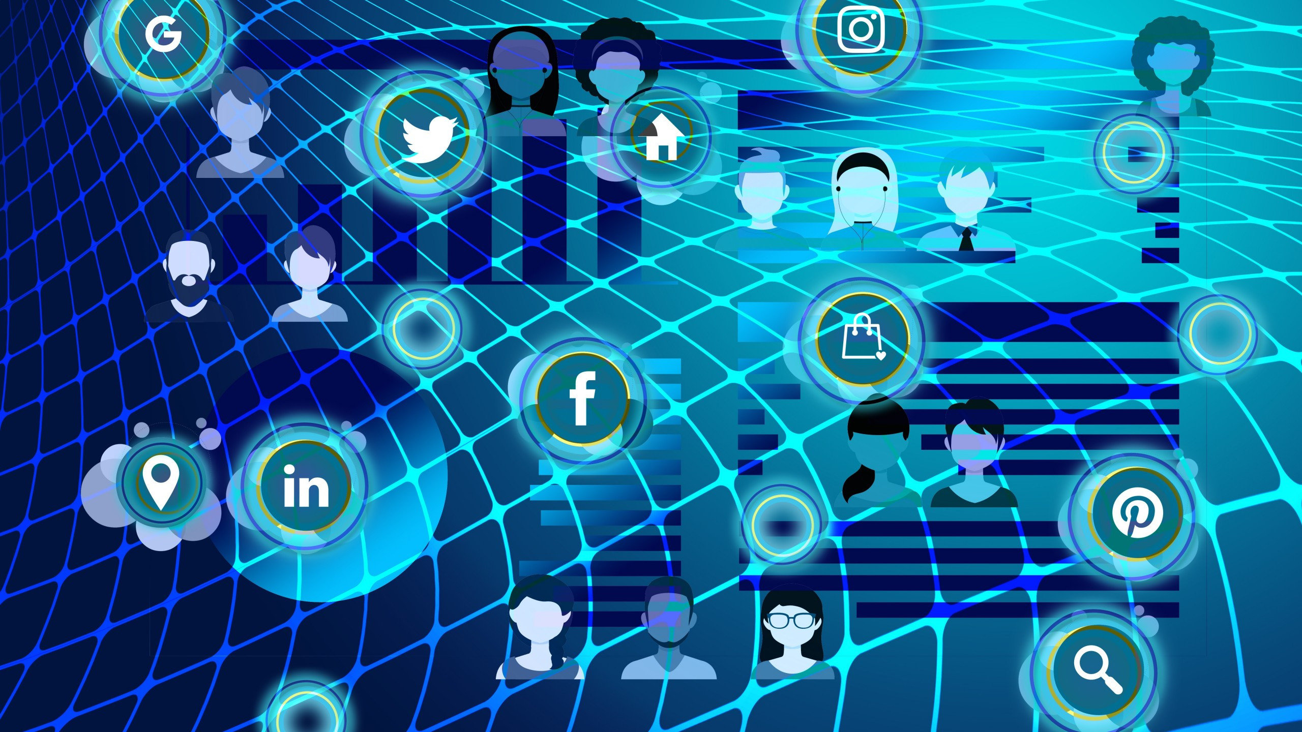 Download 2560x1440 Social Media Logos, Connection, Network Wallpaper for iMac 27 inch