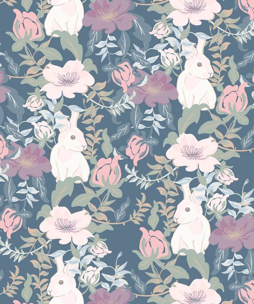 Garden Bunny Wallpaper in Pastels from the Wallpaper Republic Collecti. Bunny wallpaper, Easter wallpaper, Bunnies wallpaper