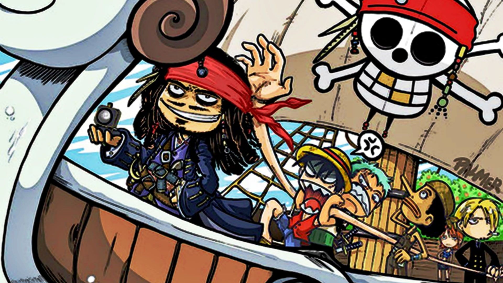 cartoons one piece funny nami luffy zoro sanji pirates of the caribbean jack sparrow artwork 1920 Anime One Piece HD Art #Cart. Anime, One piece anime, Anime one