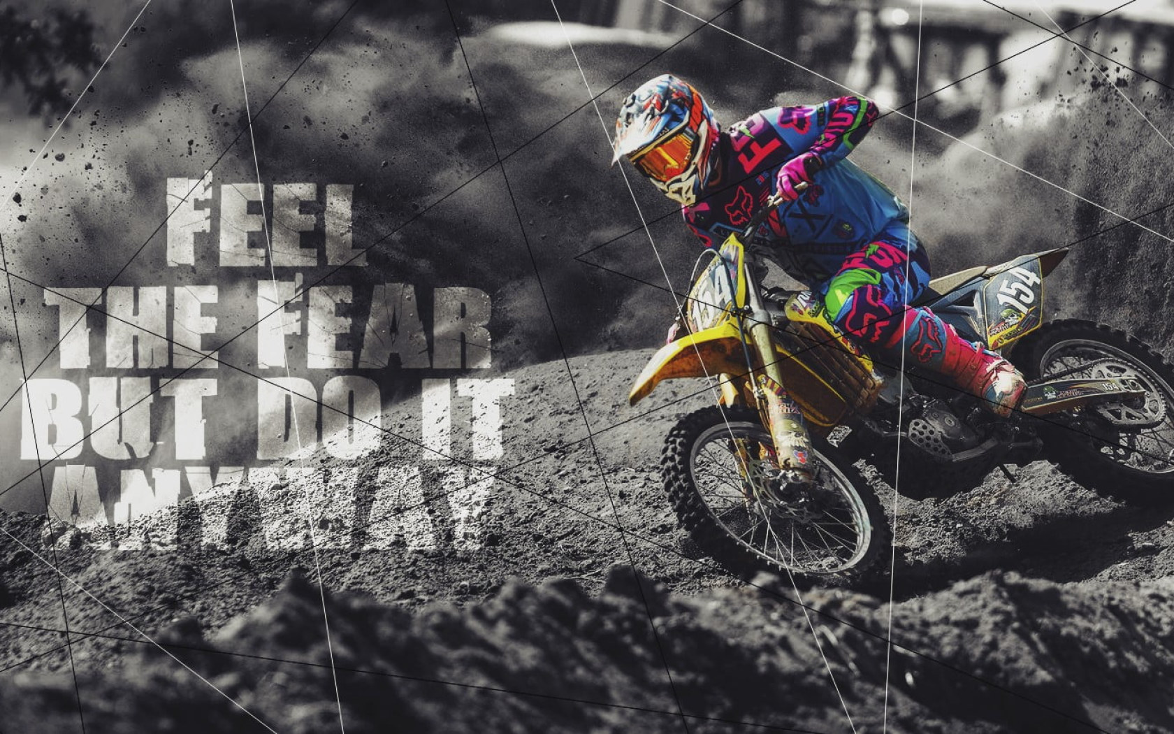 Wallpaper Yellow Dirt Bike With Text Overlay, Feelings, Quote, Black, White • Wallpaper For You