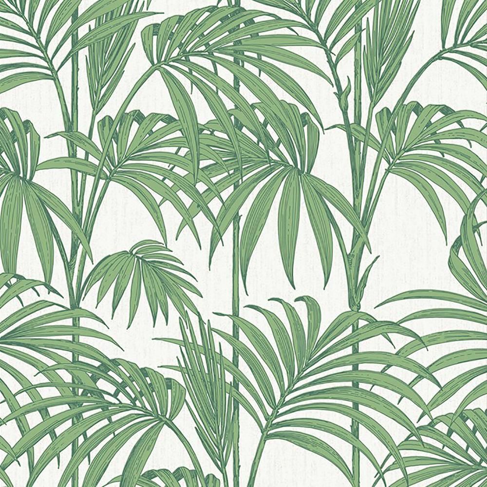 Graham & Brown Honolulu Palm Green Vinyl Strippable Wallpaper (Covers 56 Sq. Ft.) 32 969. Palm Leaf Wallpaper, Leaf Wallpaper, Palm Wallpaper