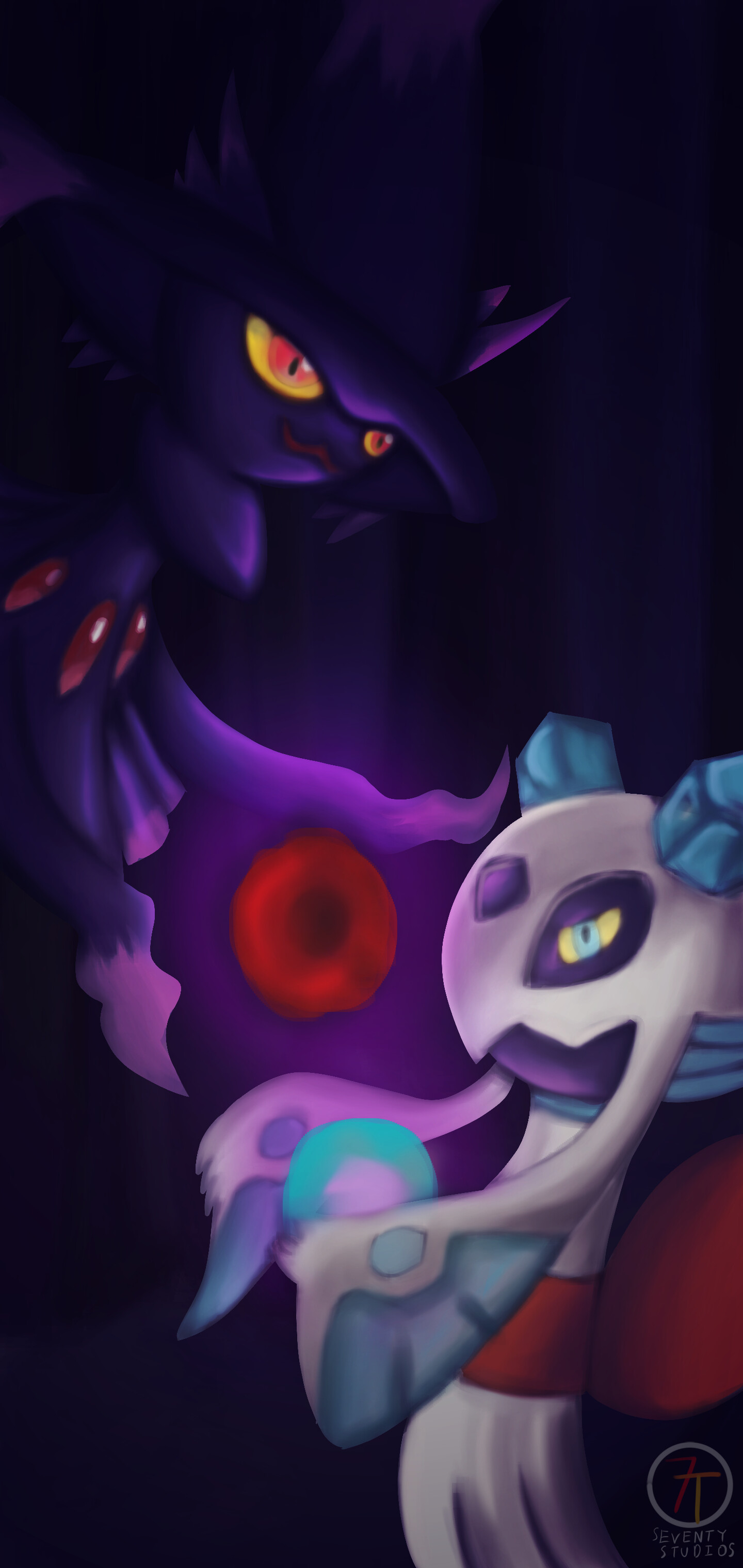 Mismagius & Froslass Fan Art Phone Wallpaper