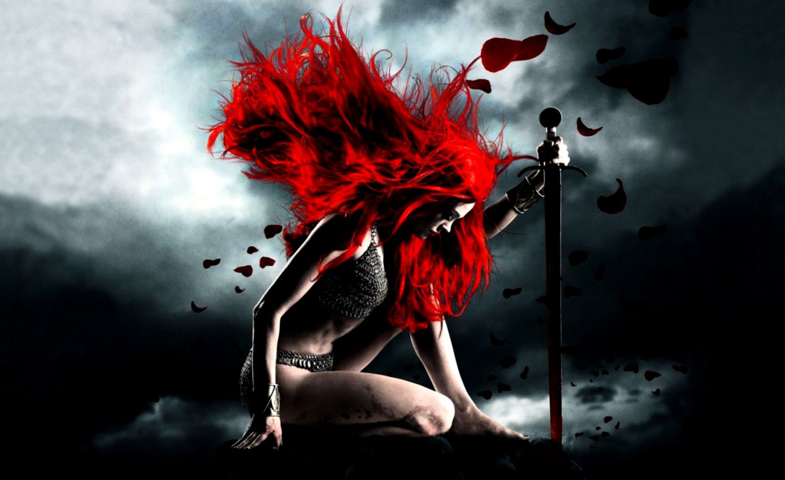 3D Red Head Amazing Fantasy Wallpaper Desktop Background Hair Warrior Woman