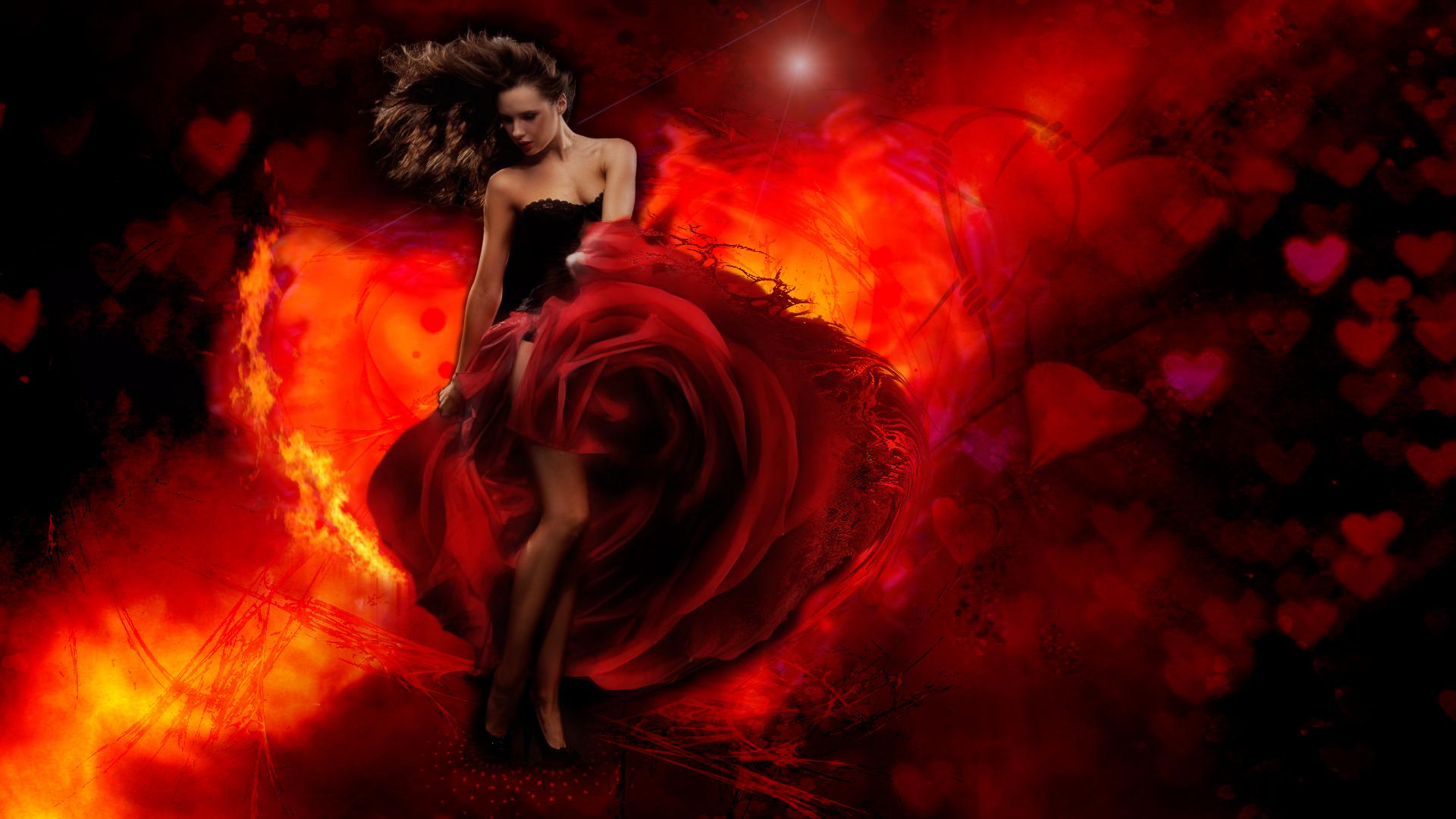 Red Fantasy Girl HD Wallpaper