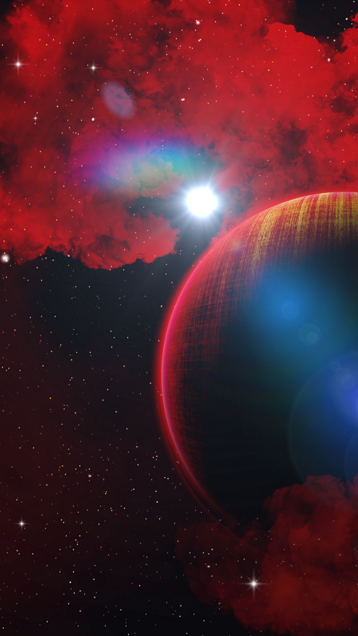Download wallpaper 1440x2560 planet, red, fantasy, star, space qhd samsung galaxy s s edge, note, lg g4 HD background