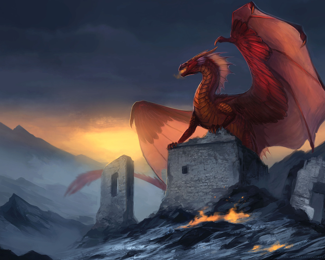 Red Dragon Fantasy 1280x1024 Resolution HD 4k Wallpaper, Image, Background, Photo and Picture
