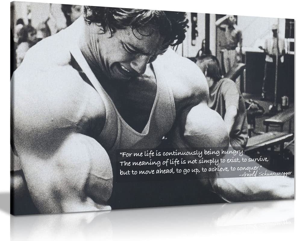 Panther Print, Large Canvas Wall Art, Arnold Schwarzenegger Bodybuilding Quote, Framed Gym Art, Print for Special Occasions (30x20 Inch): Posters & Prints
